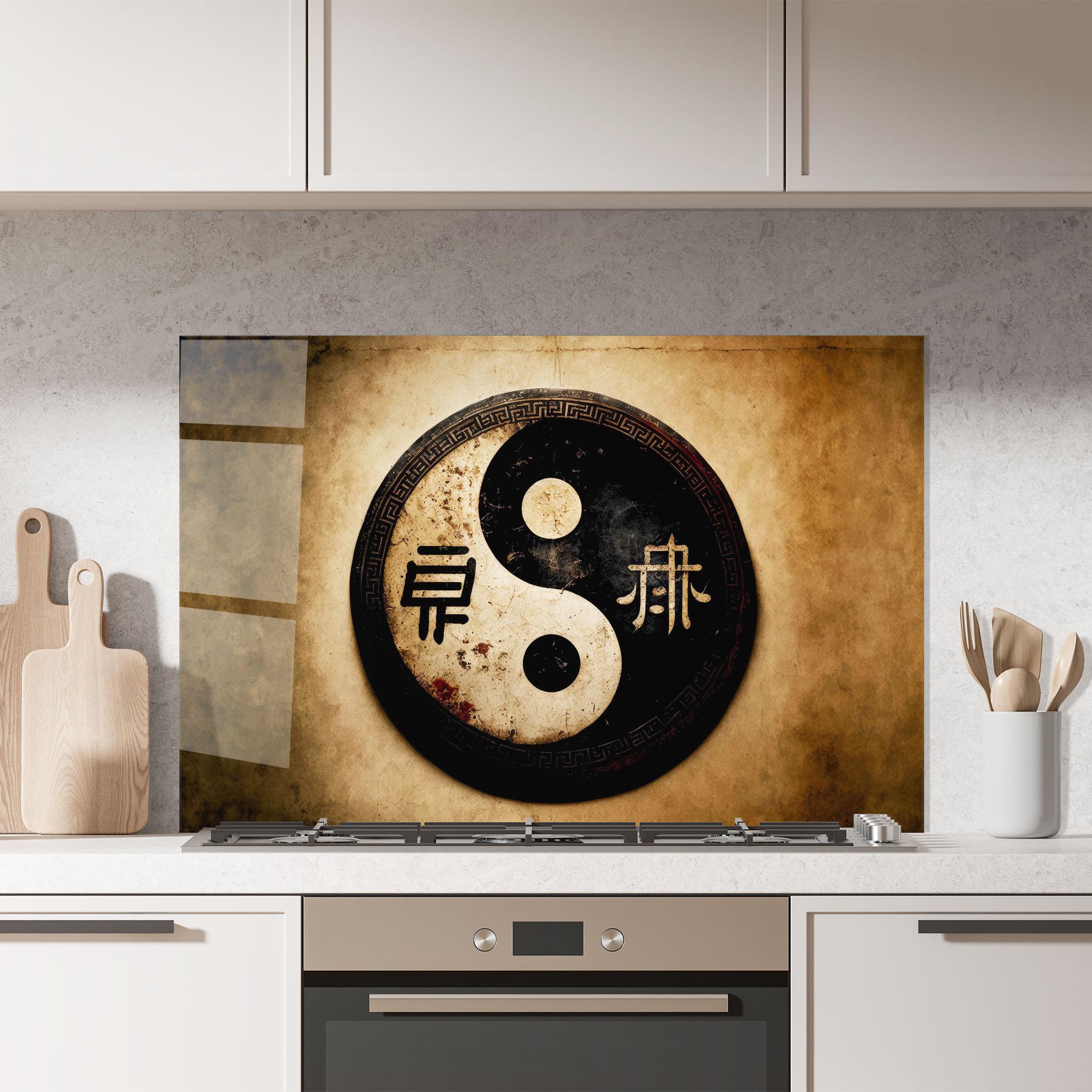 Küchenrückwand Glas Chinese Yinyang mockup 7