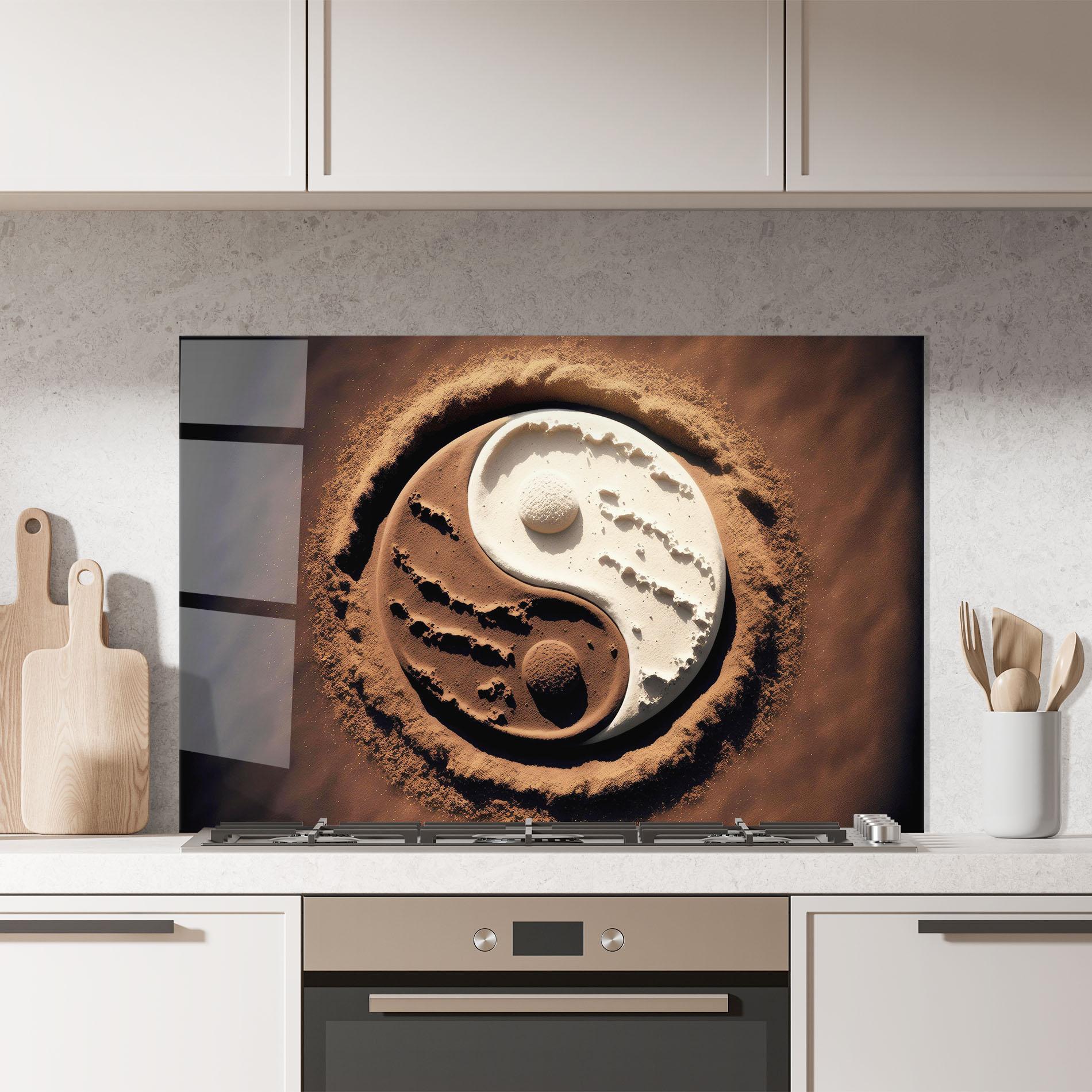 Küchenrückwand Glas Earth Yinyang mockup 7