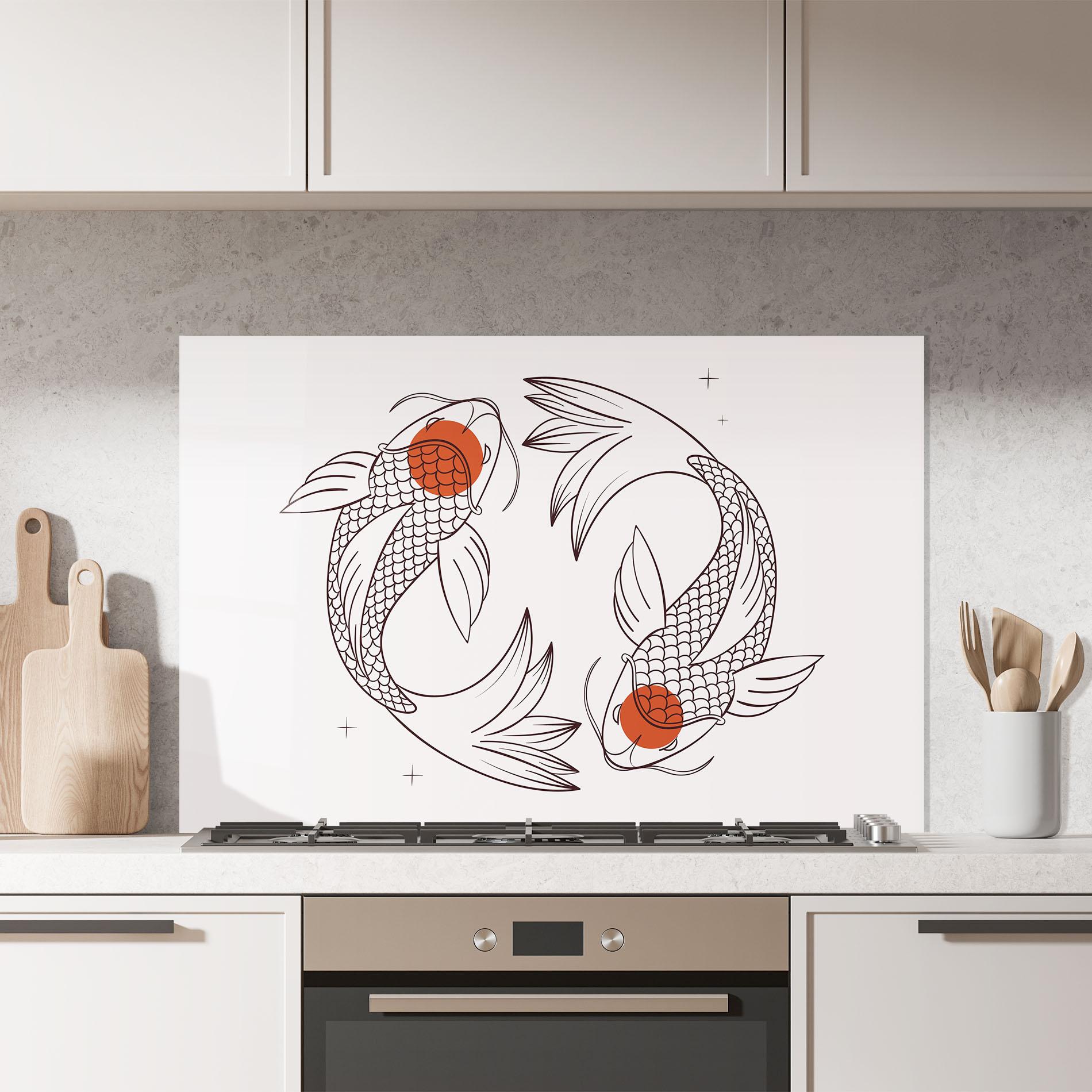 Küchenrückwand Glas Koi Yinyang Art mockup 7