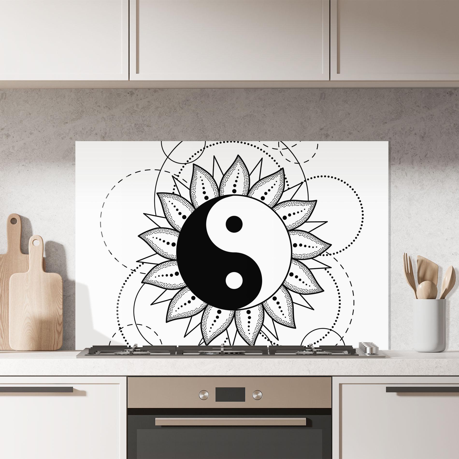 Küchenrückwand Glas Yinyang Art mockup 7
