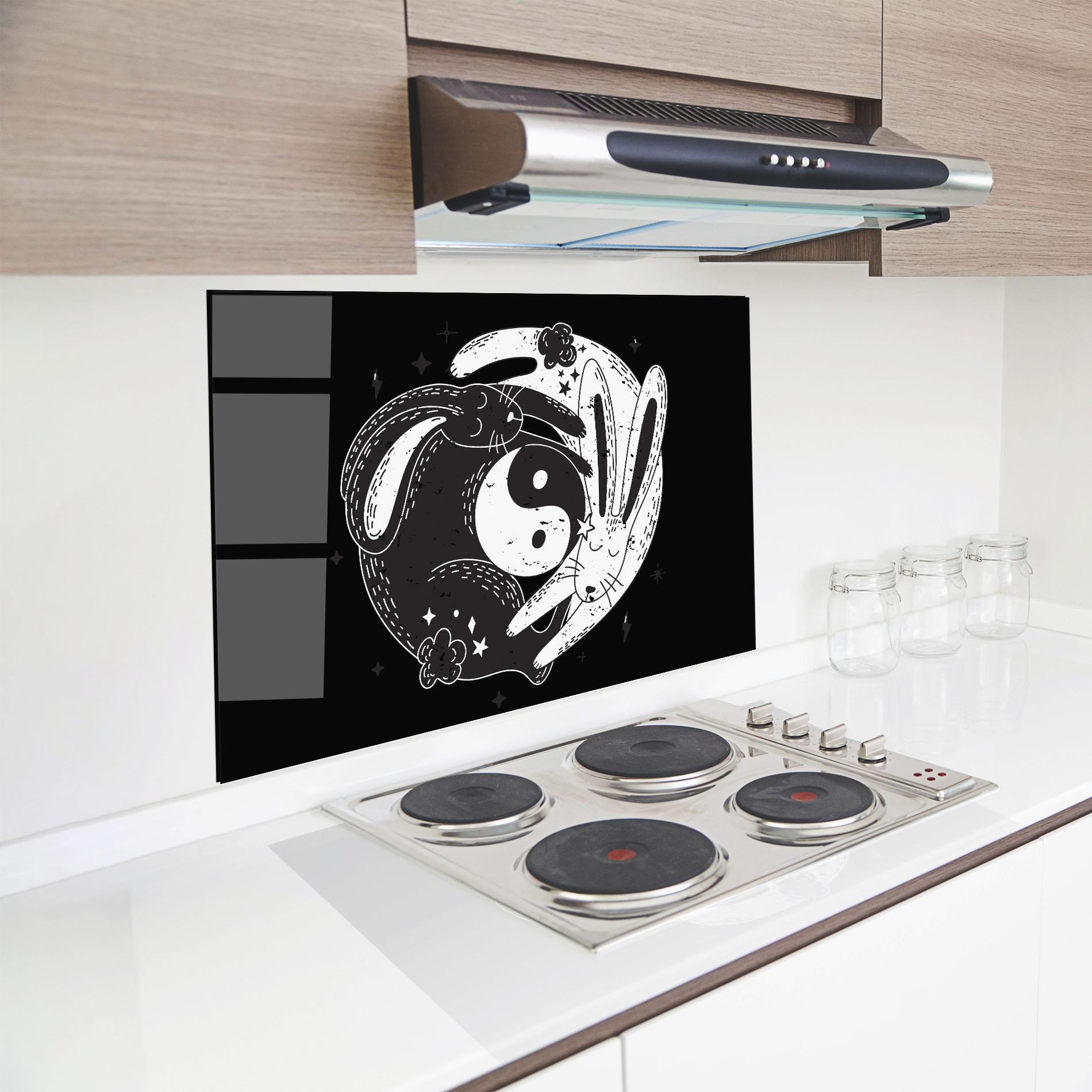 Küchenrückwand Glas Bunny Yinyang mockup 8