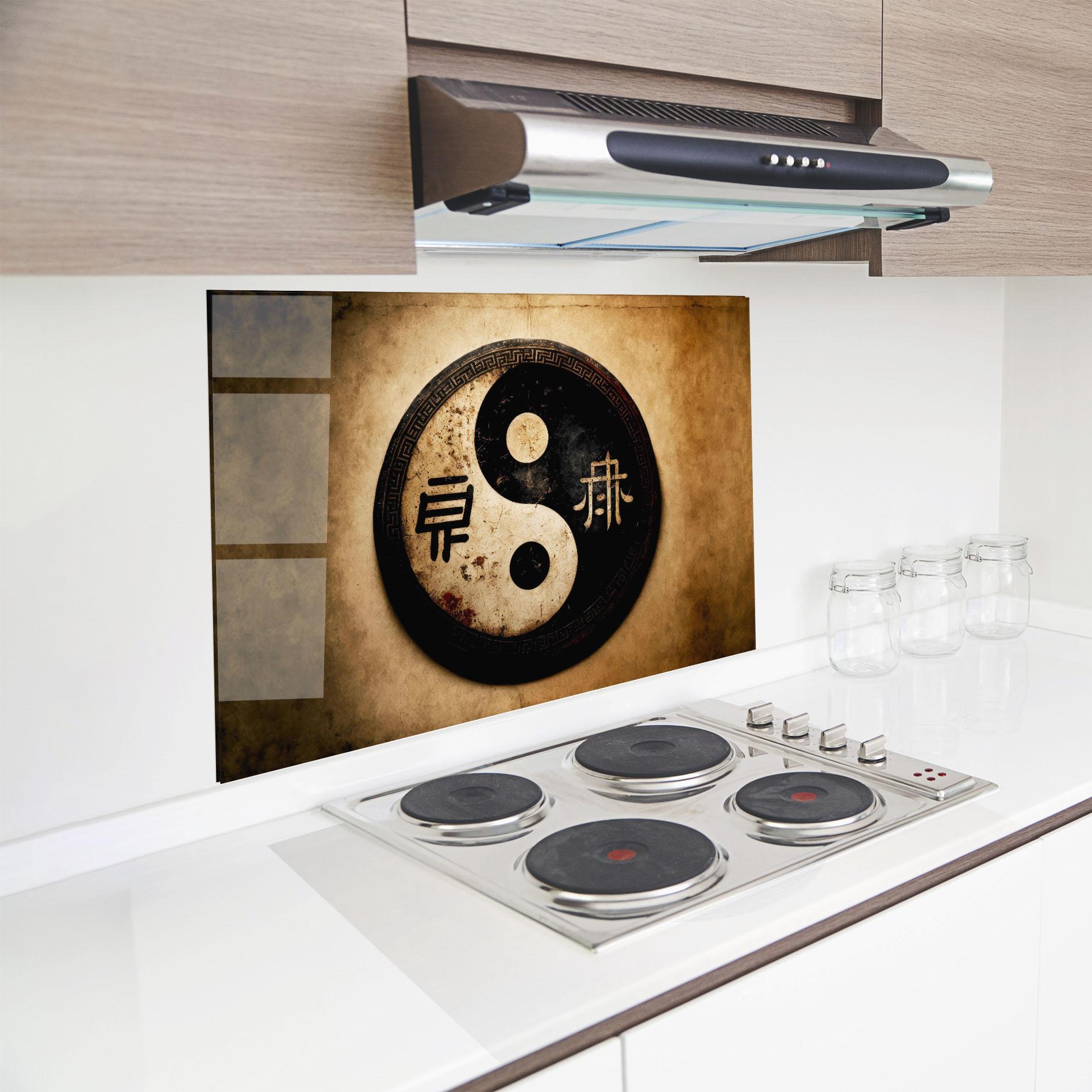 Küchenrückwand Glas Chinese Yinyang mockup 8
