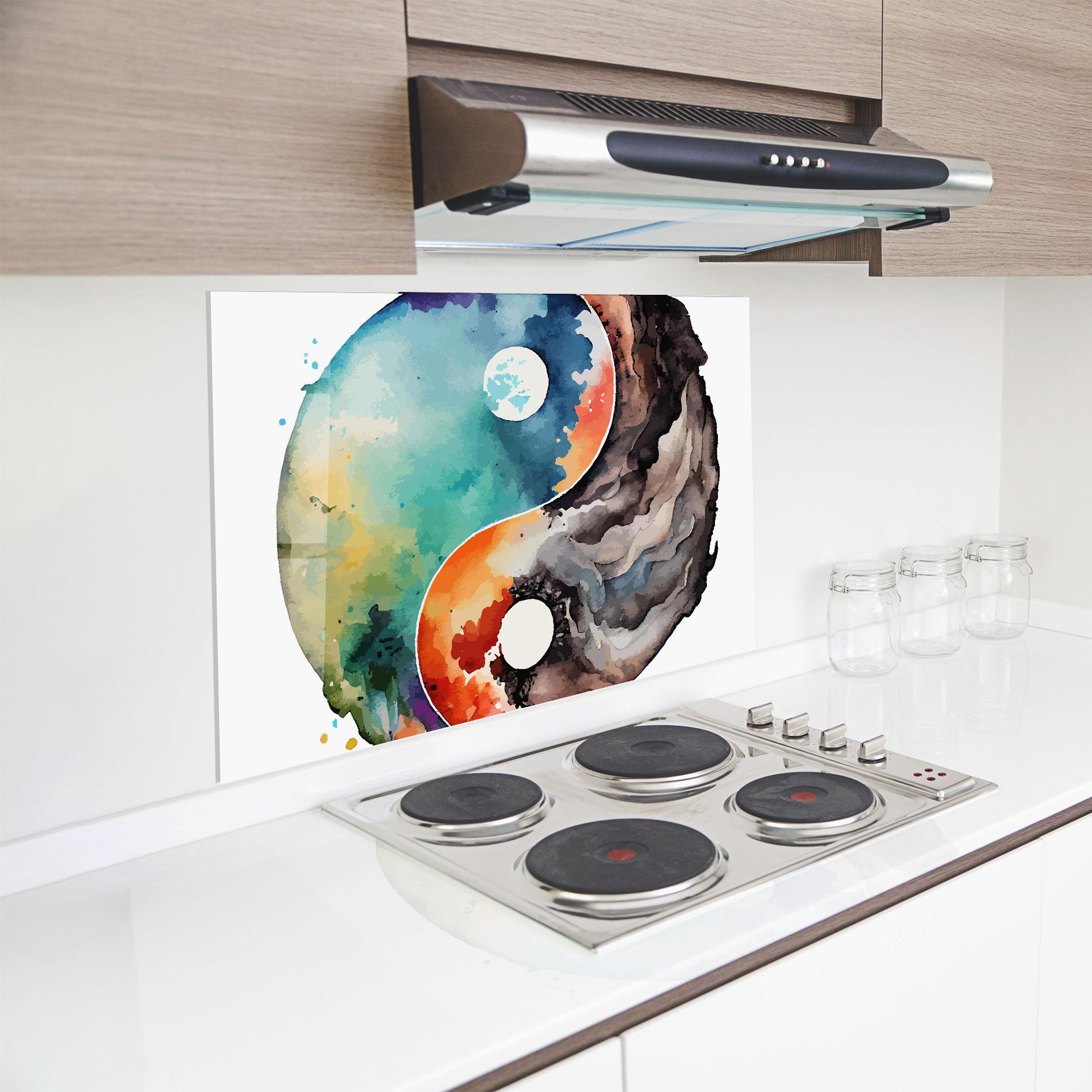 Küchenrückwand Glas Earth Yinyang Art mockup 8