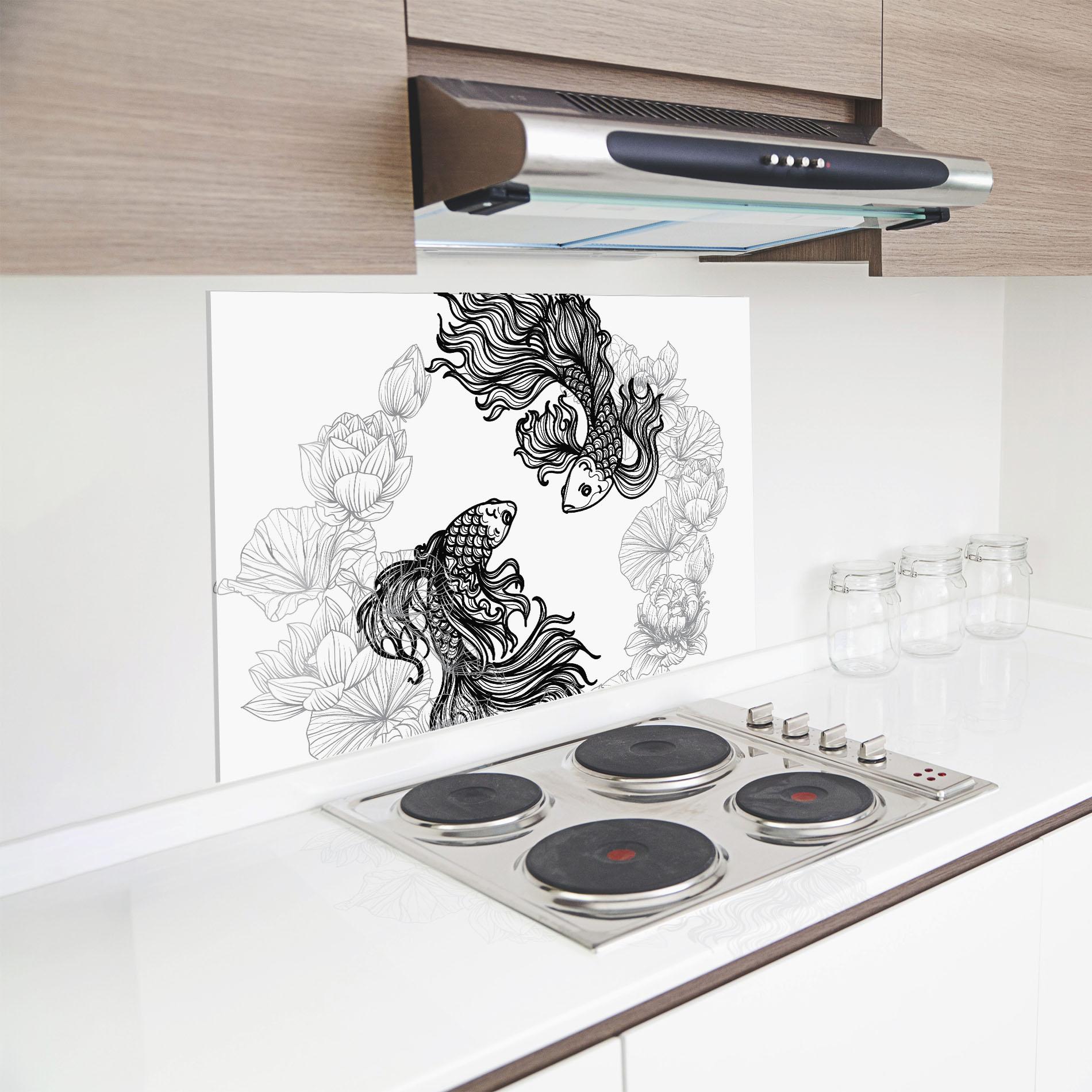 Küchenrückwand Glas Fish Yinyang mockup 8
