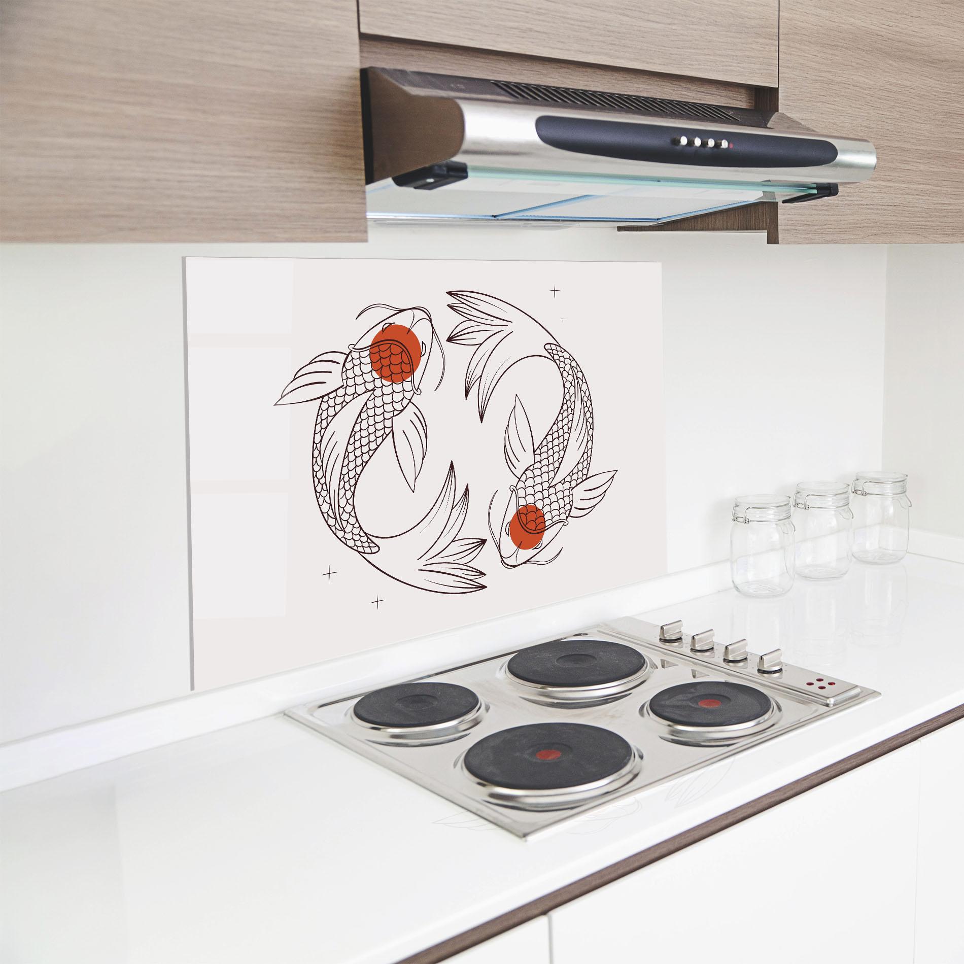 Küchenrückwand Glas Koi Yinyang Art mockup 8