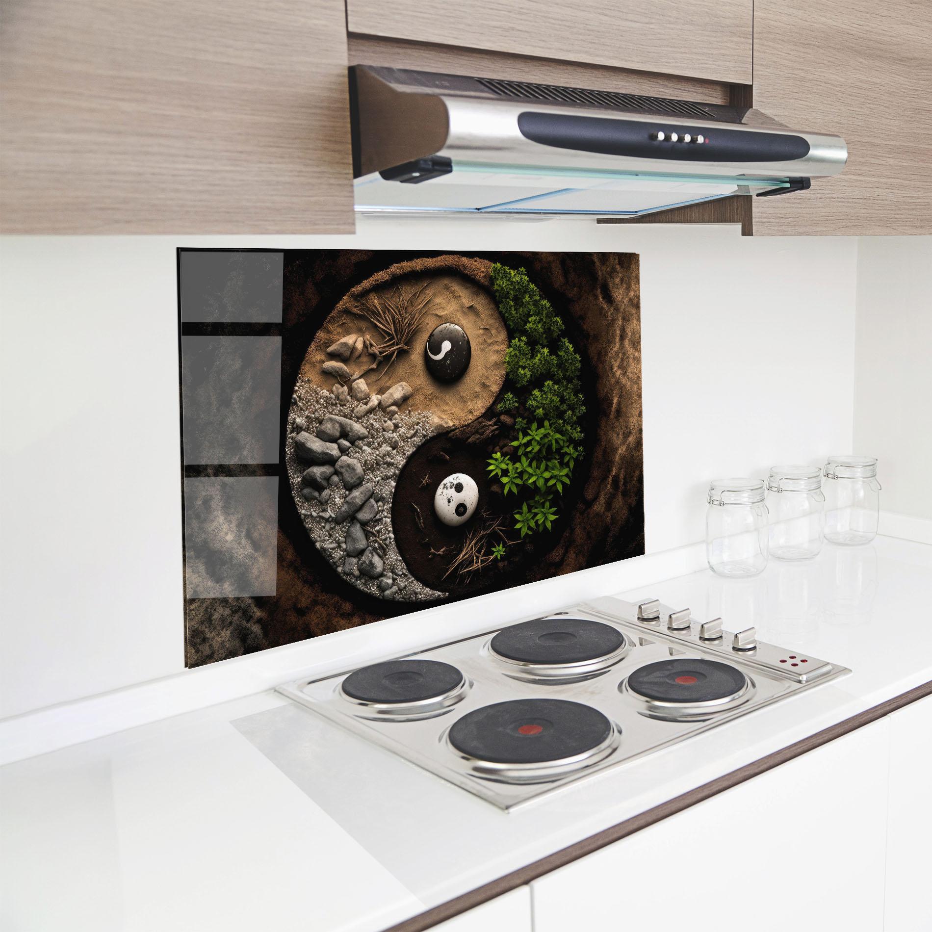 Küchenrückwand Glas Nature Yinyang mockup 8