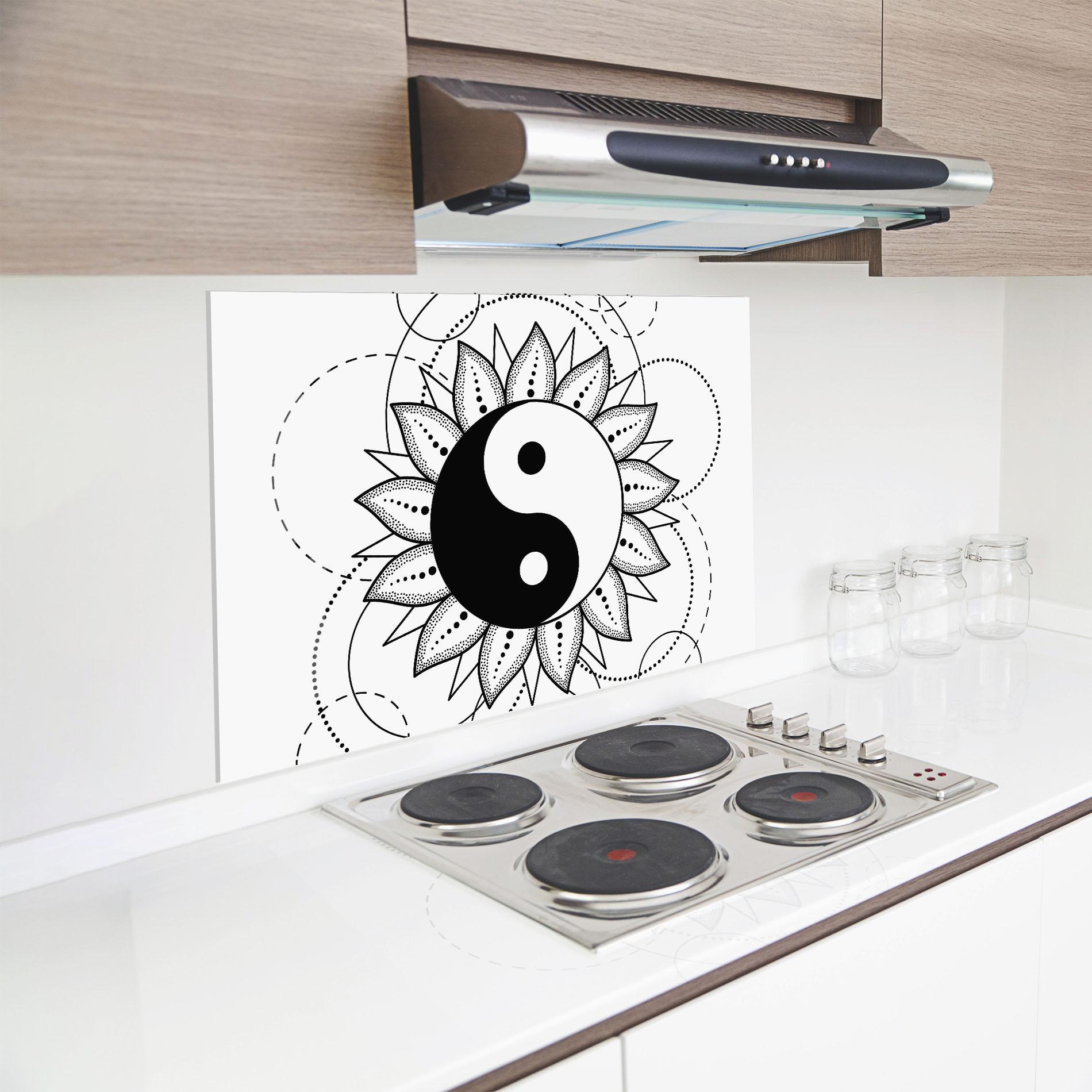 Küchenrückwand Glas Yinyang Art mockup 8