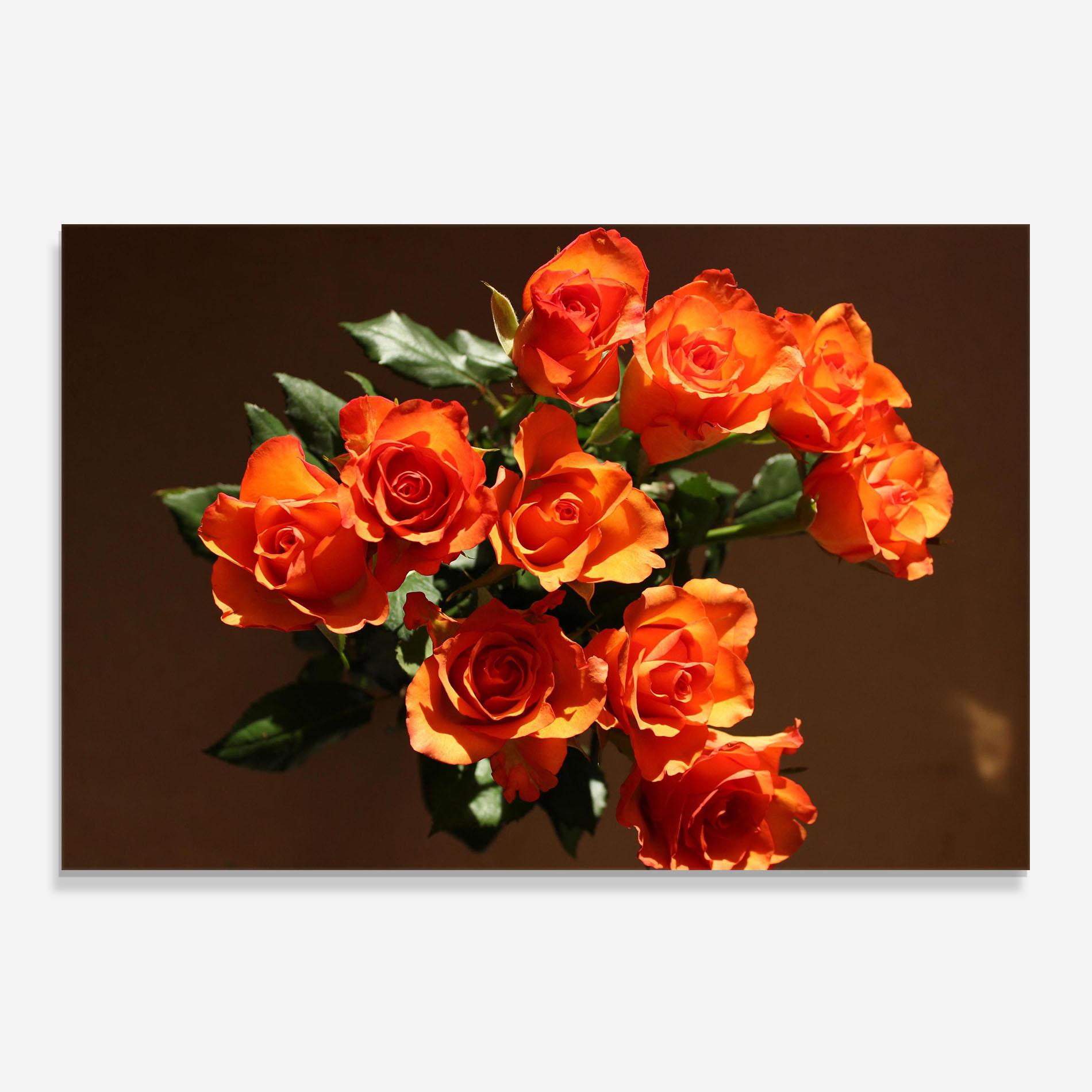 Küchenrückwand Glas Orange Roses Bouquet mockup 0