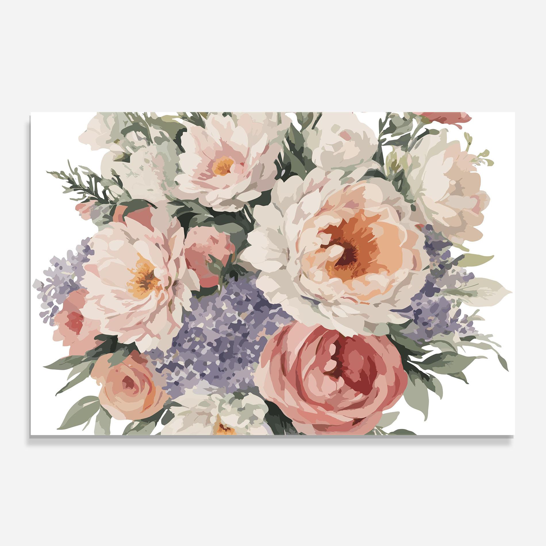 Küchenrückwand Glas Pretty Watercolor Bouquet mockup 0