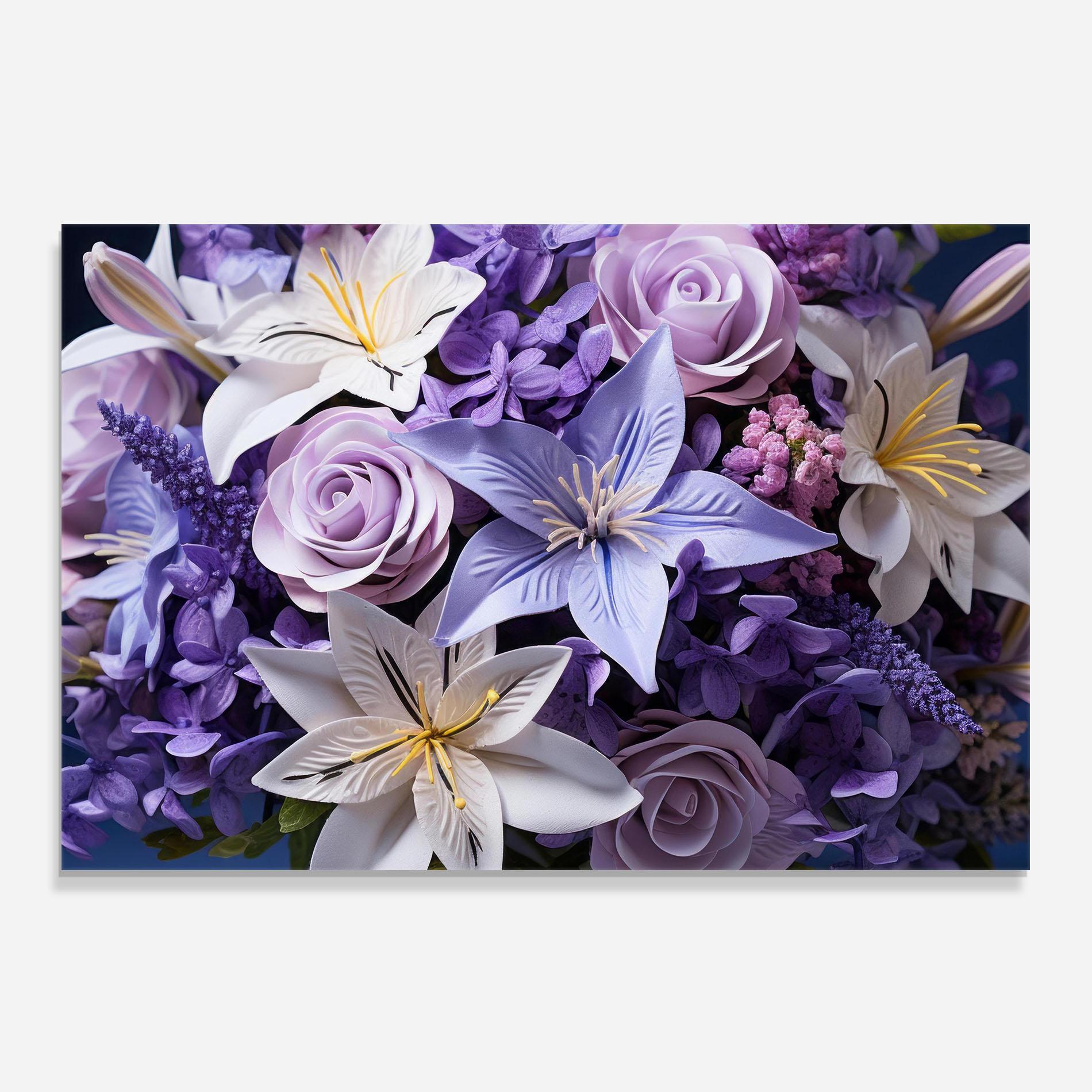 Küchenrückwand Glas Purple Cute Bouquet mockup 0
