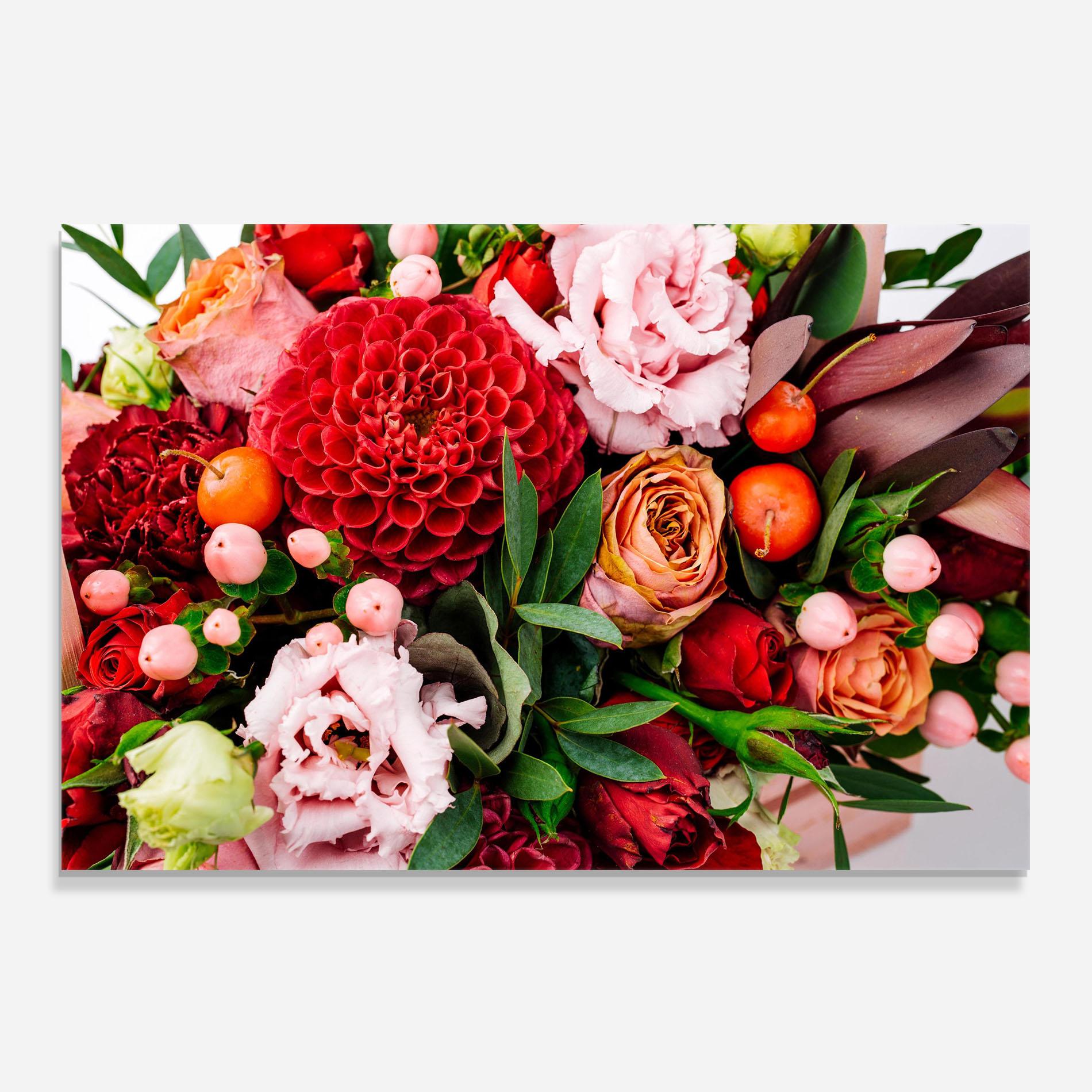 Küchenrückwand Glas Red Orange Bouquet mockup 0