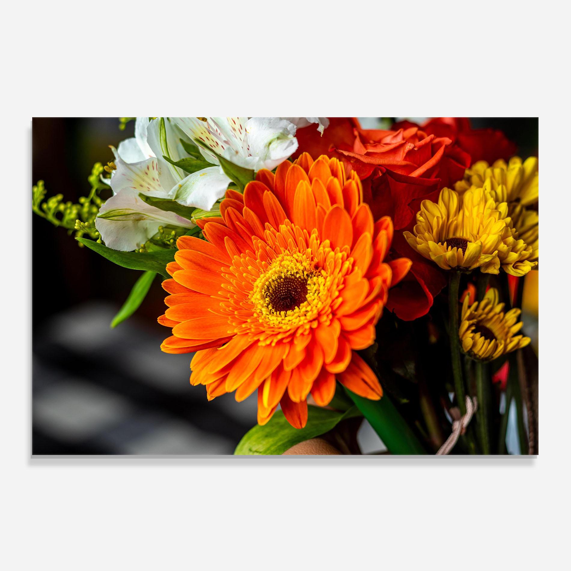 Küchenrückwand Glas Strong Orange Bouquet mockup 0