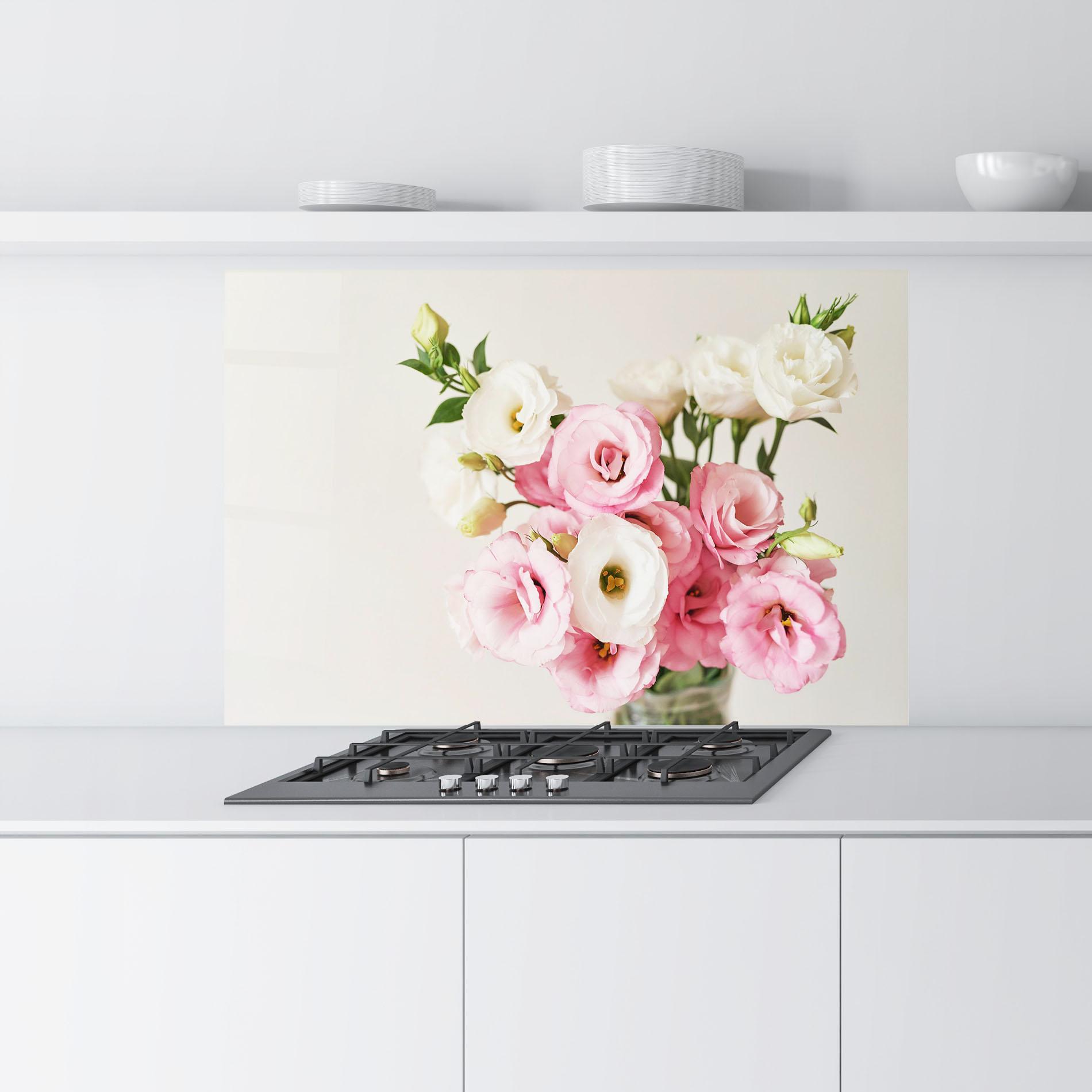 Küchenrückwand Glas Cute Pink Flowers mockup 9