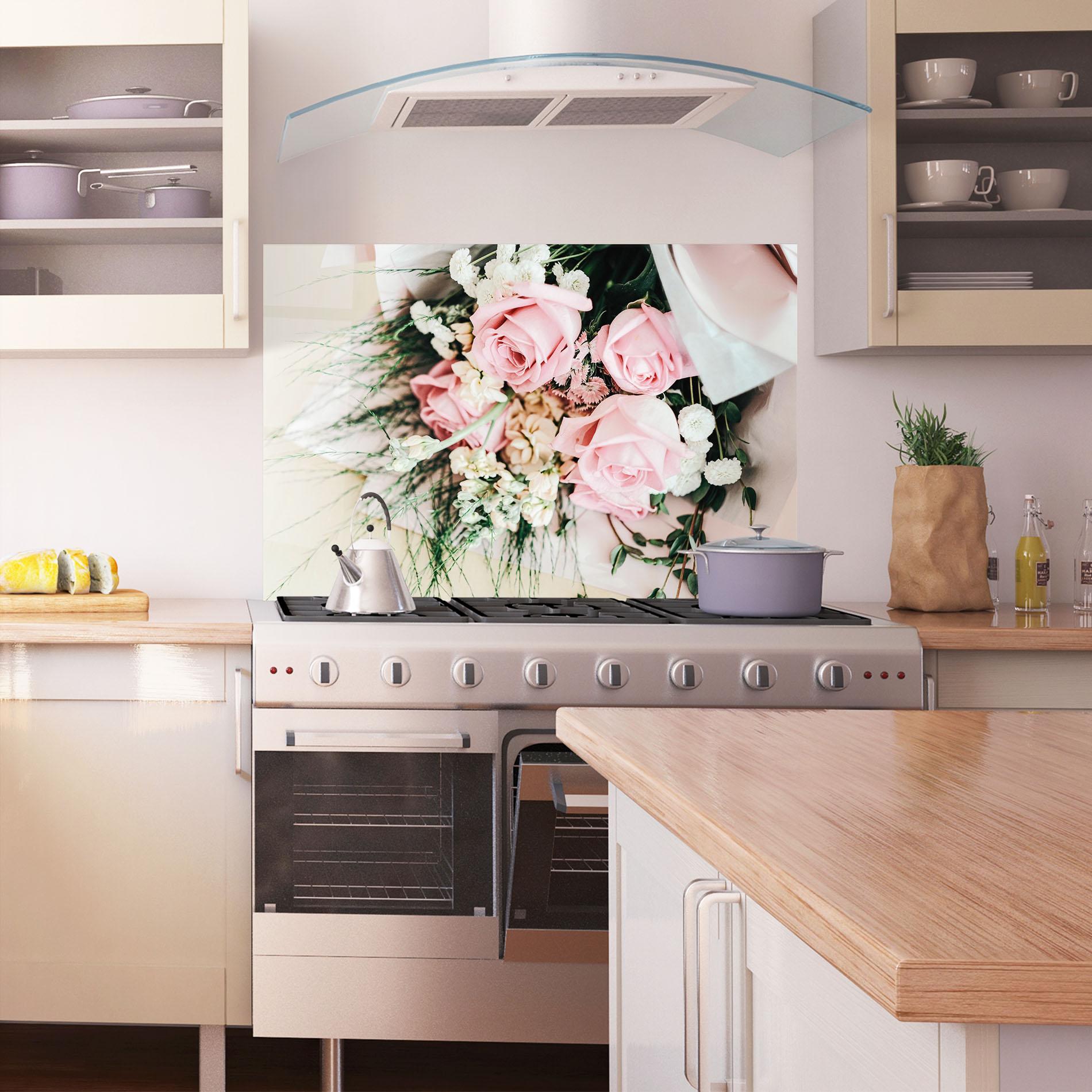 Küchenrückwand Glas Baby Pink Bouquet mockup 1