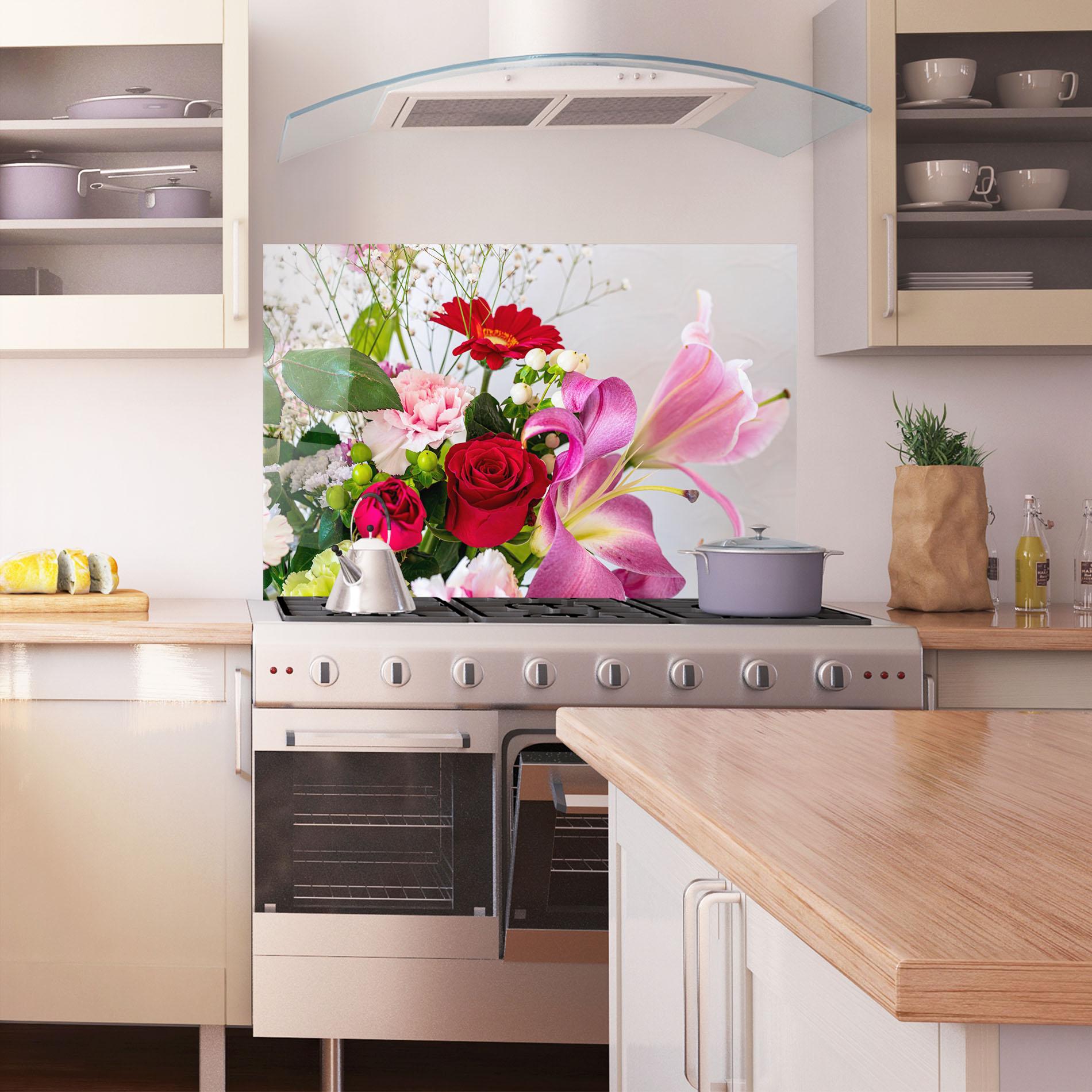 Küchenrückwand Glas Bouquet mockup 1
