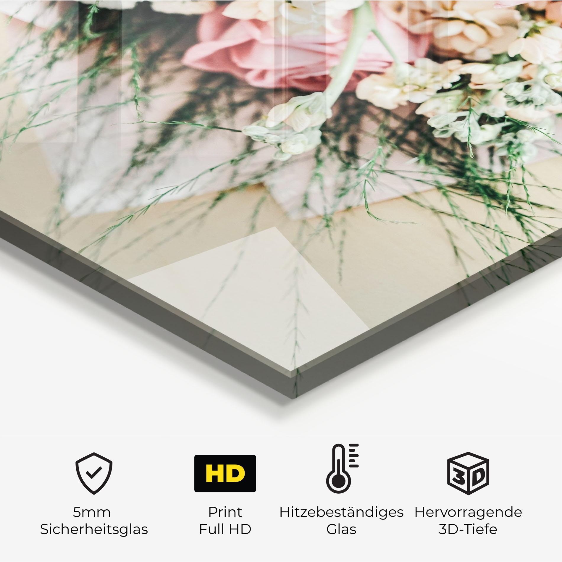 Küchenrückwand Glas Baby Pink Bouquet mockup 2