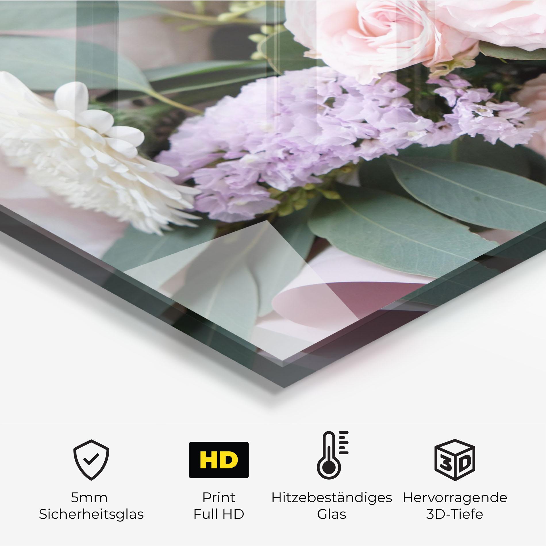 Küchenrückwand Glas Beautiful Pink Roses mockup 2