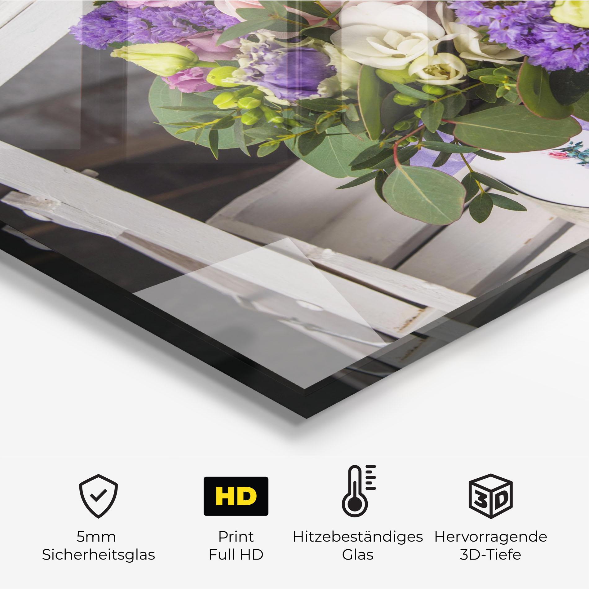 Küchenrückwand Glas Big Pink Rose Bouquet mockup 2