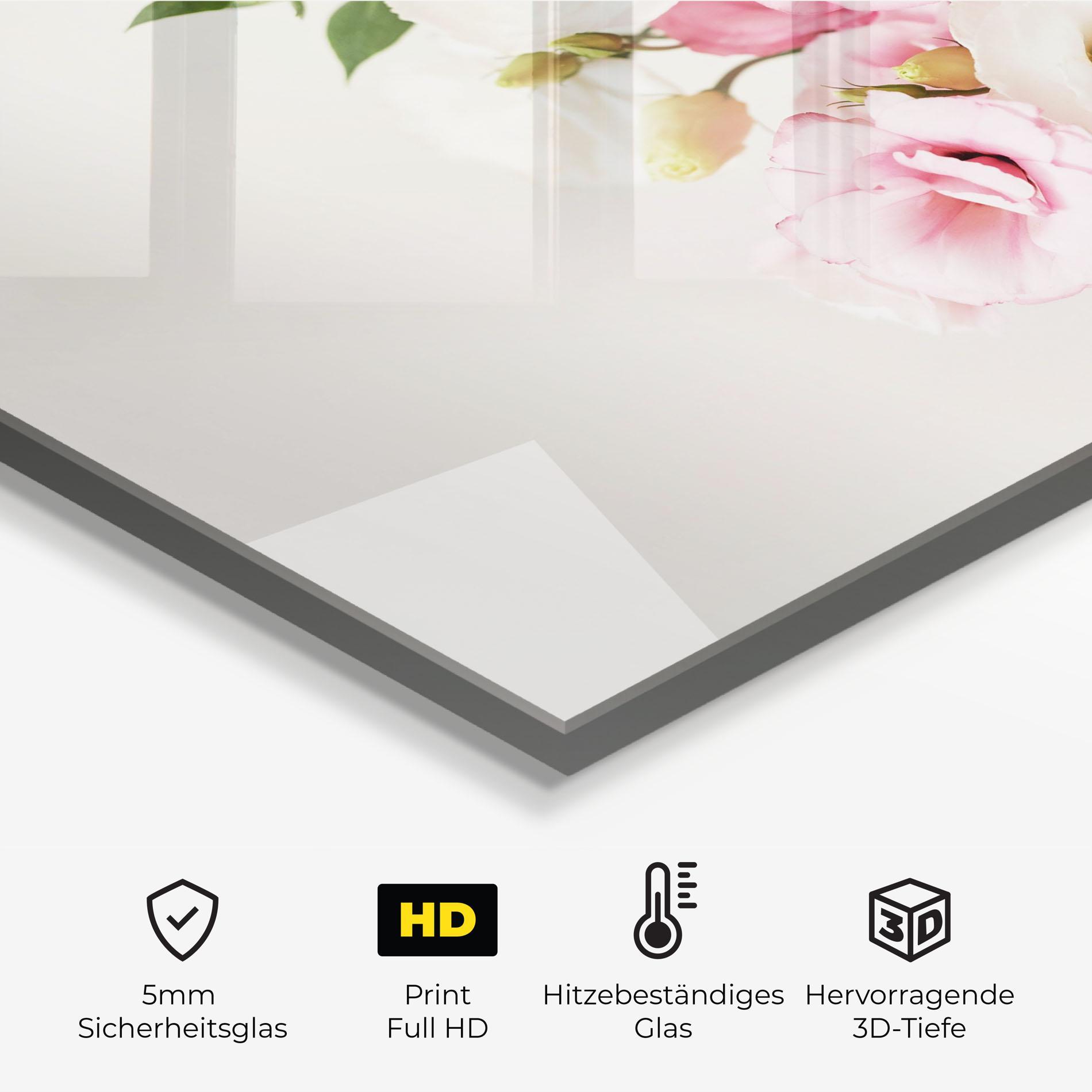 Küchenrückwand Glas Cute Pink Flowers mockup 2