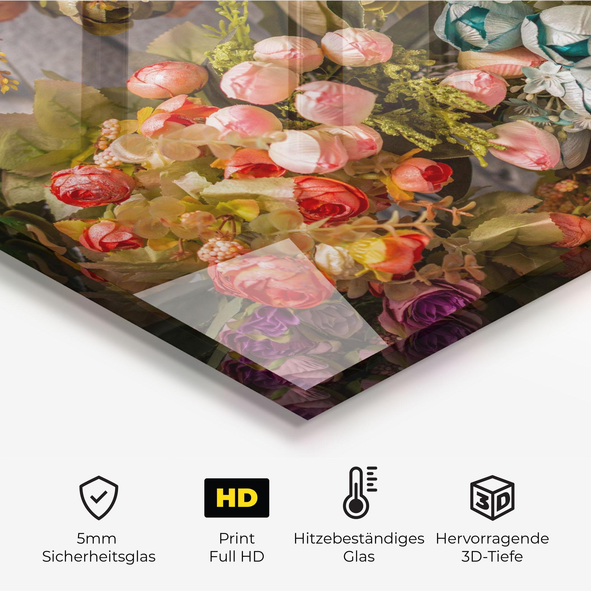 Küchenrückwand Glas Fake Flowers Wall mockup 2