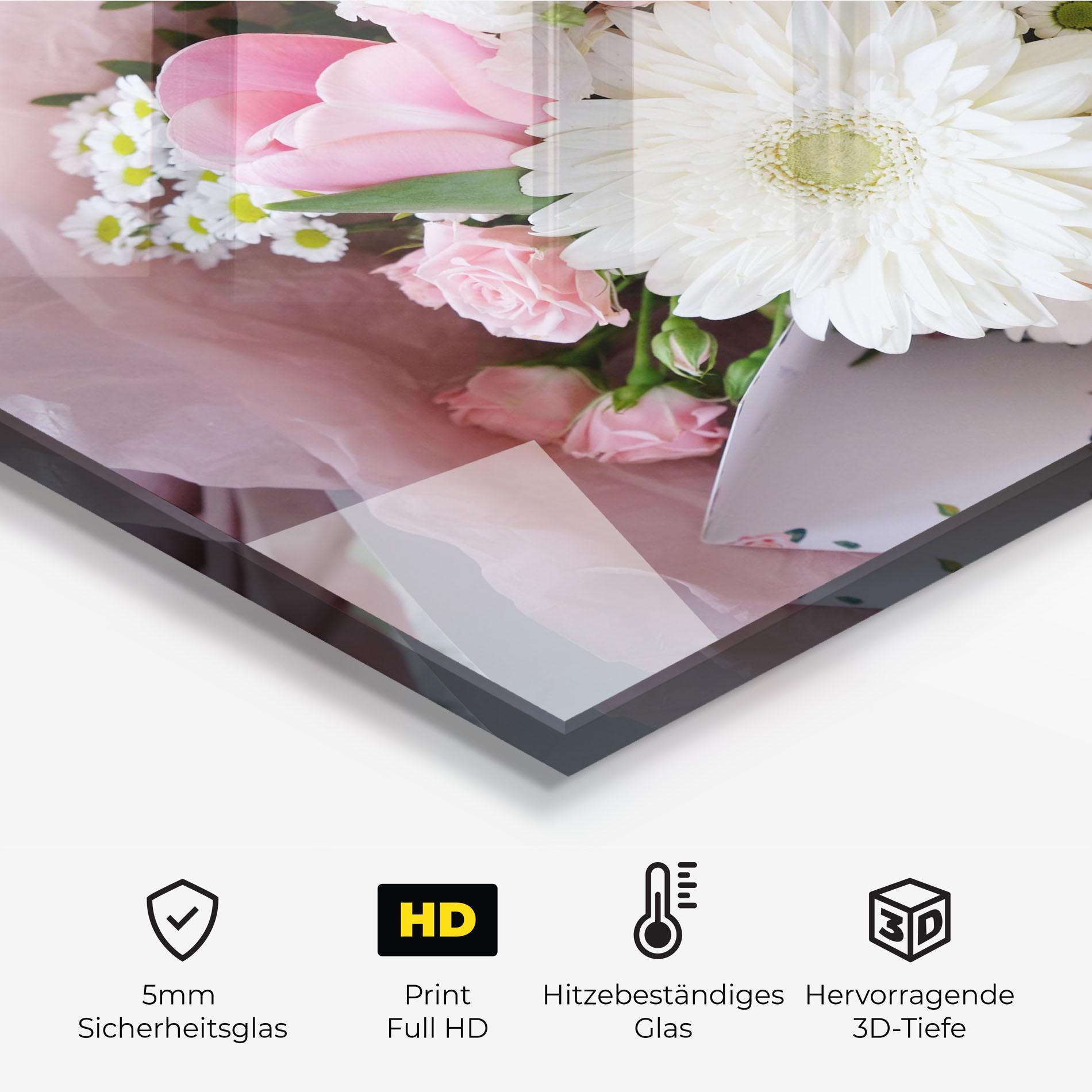 Küchenrückwand Glas Flower Mix Bouquet mockup 2