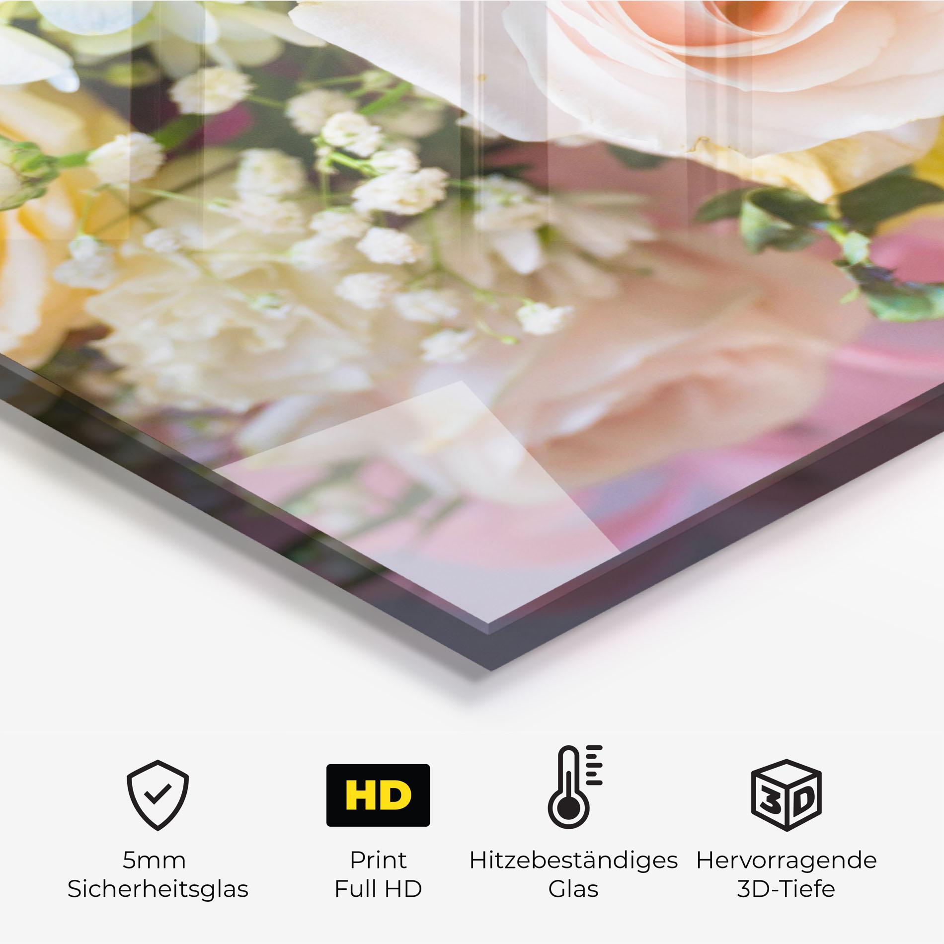 Küchenrückwand Glas Light Pink Bouquet mockup 2