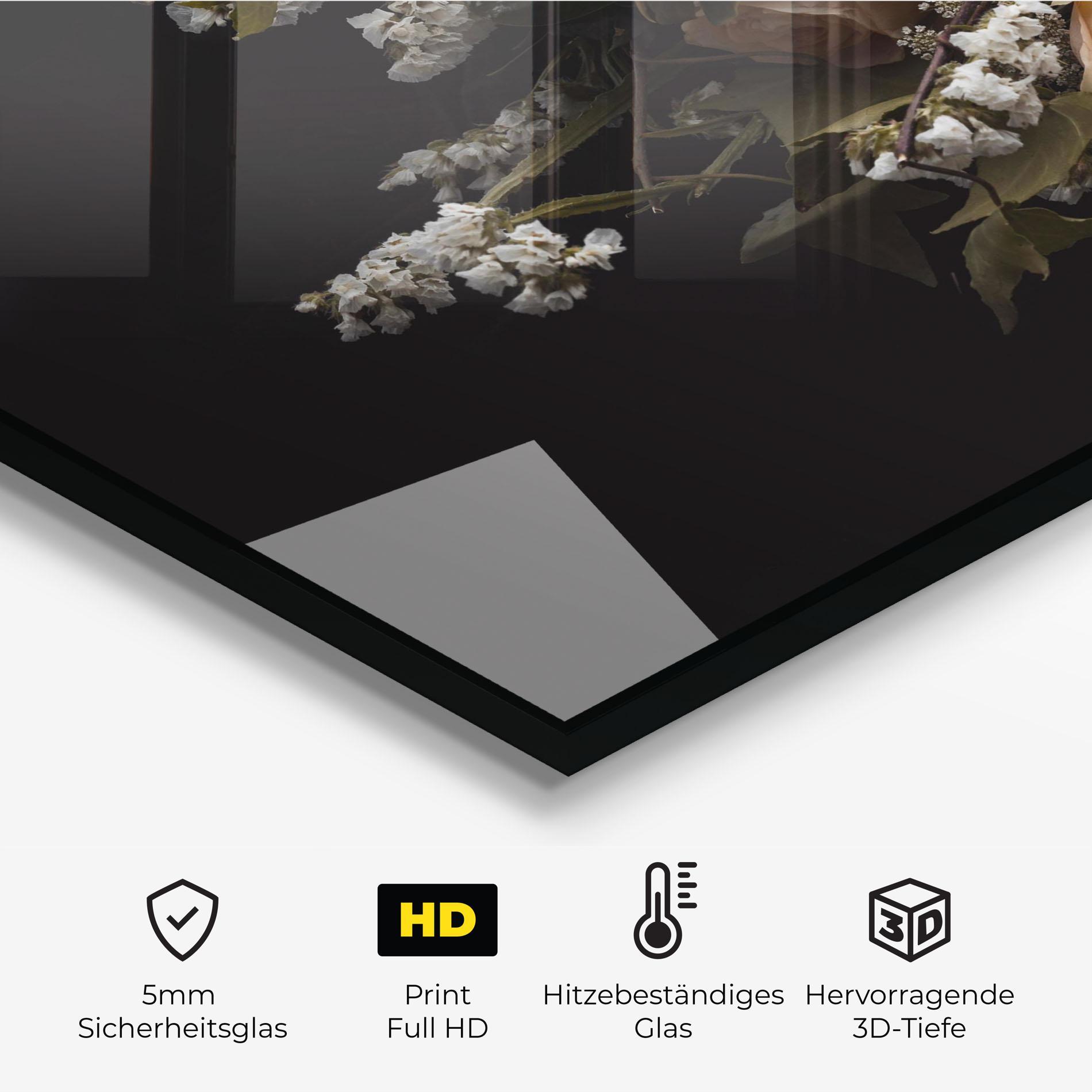 Küchenrückwand Glas Luxurious Cream Bouquet mockup 2