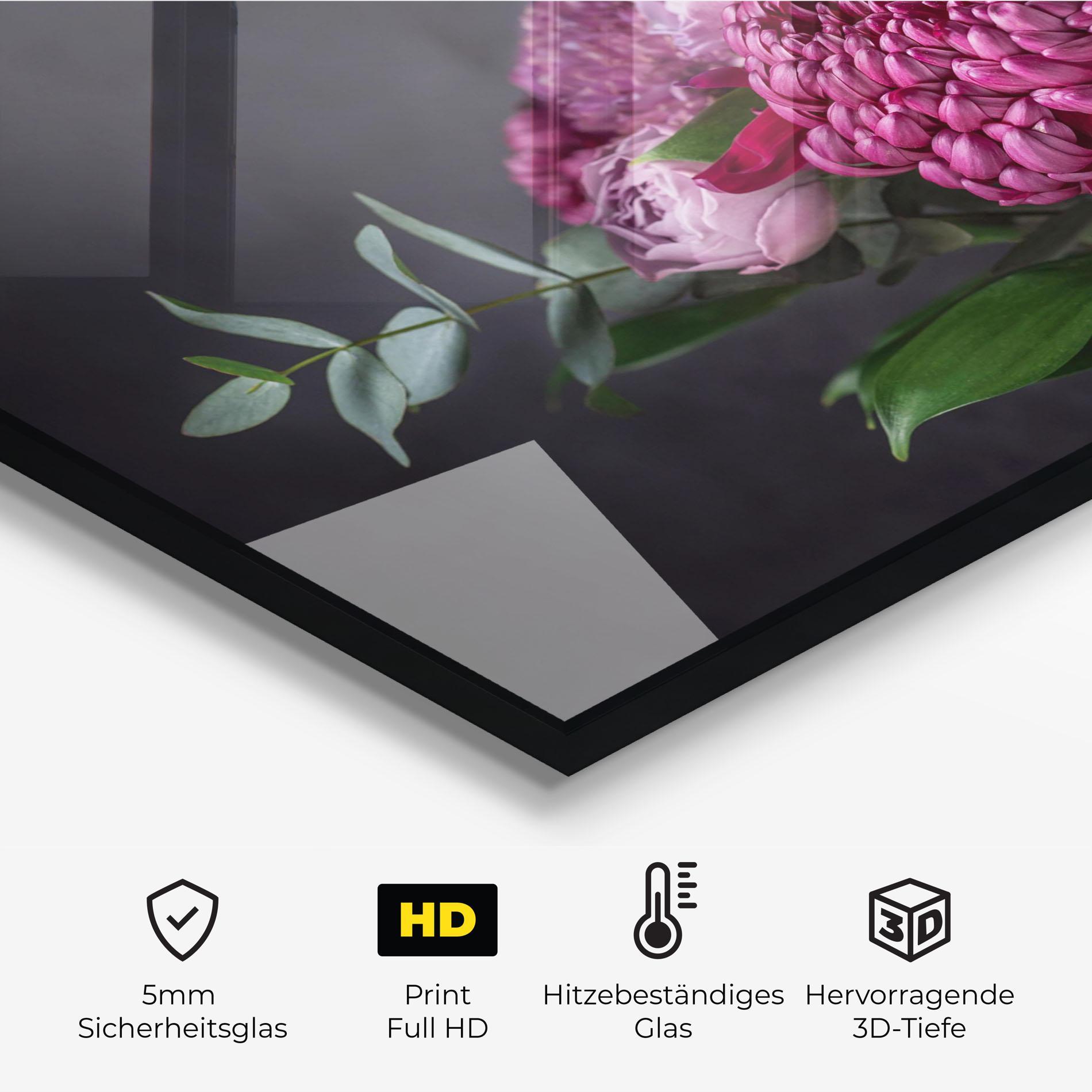 Küchenrückwand Glas Mix Purple Bouquet mockup 2