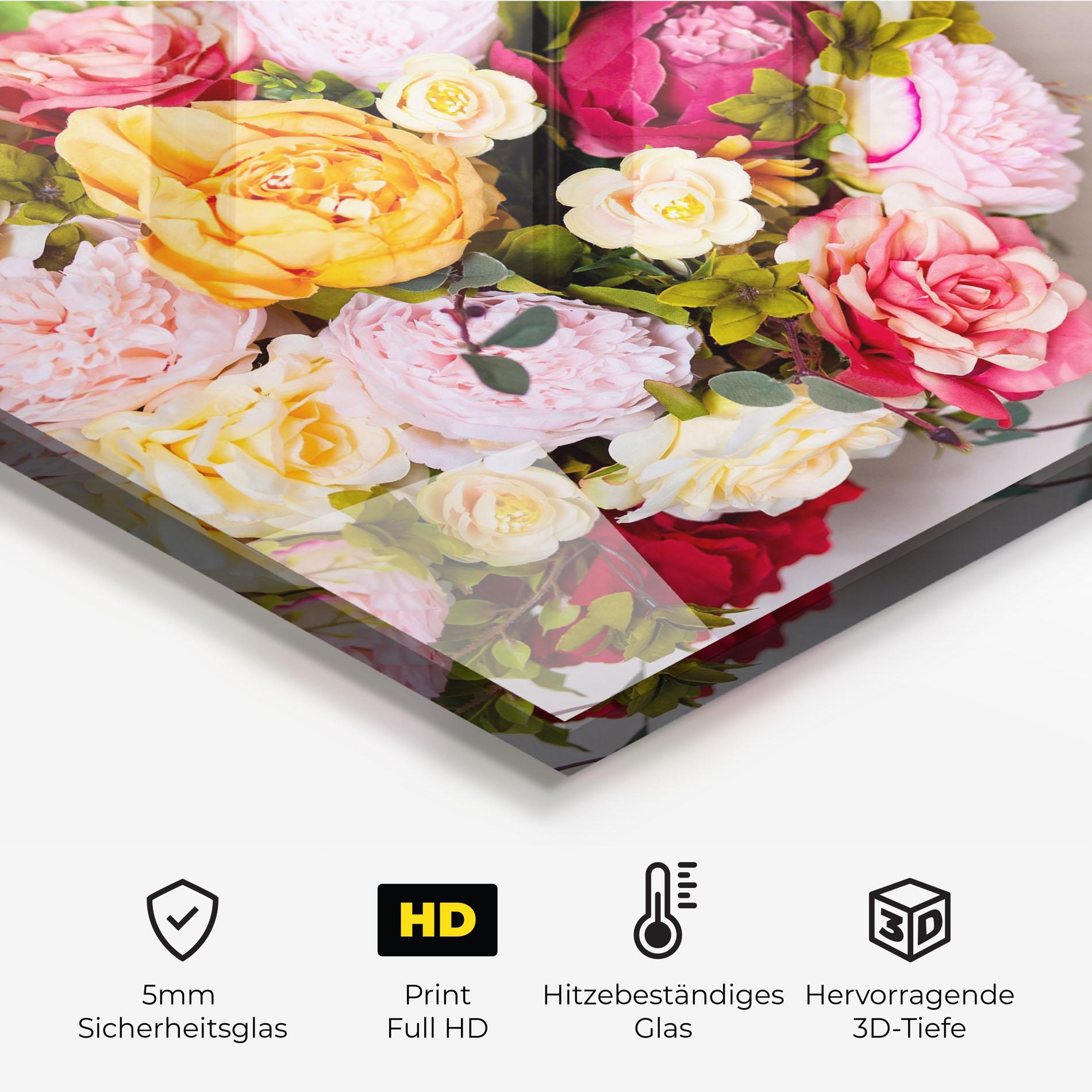 Küchenrückwand Glas Orange Purple Bouquet mockup 2