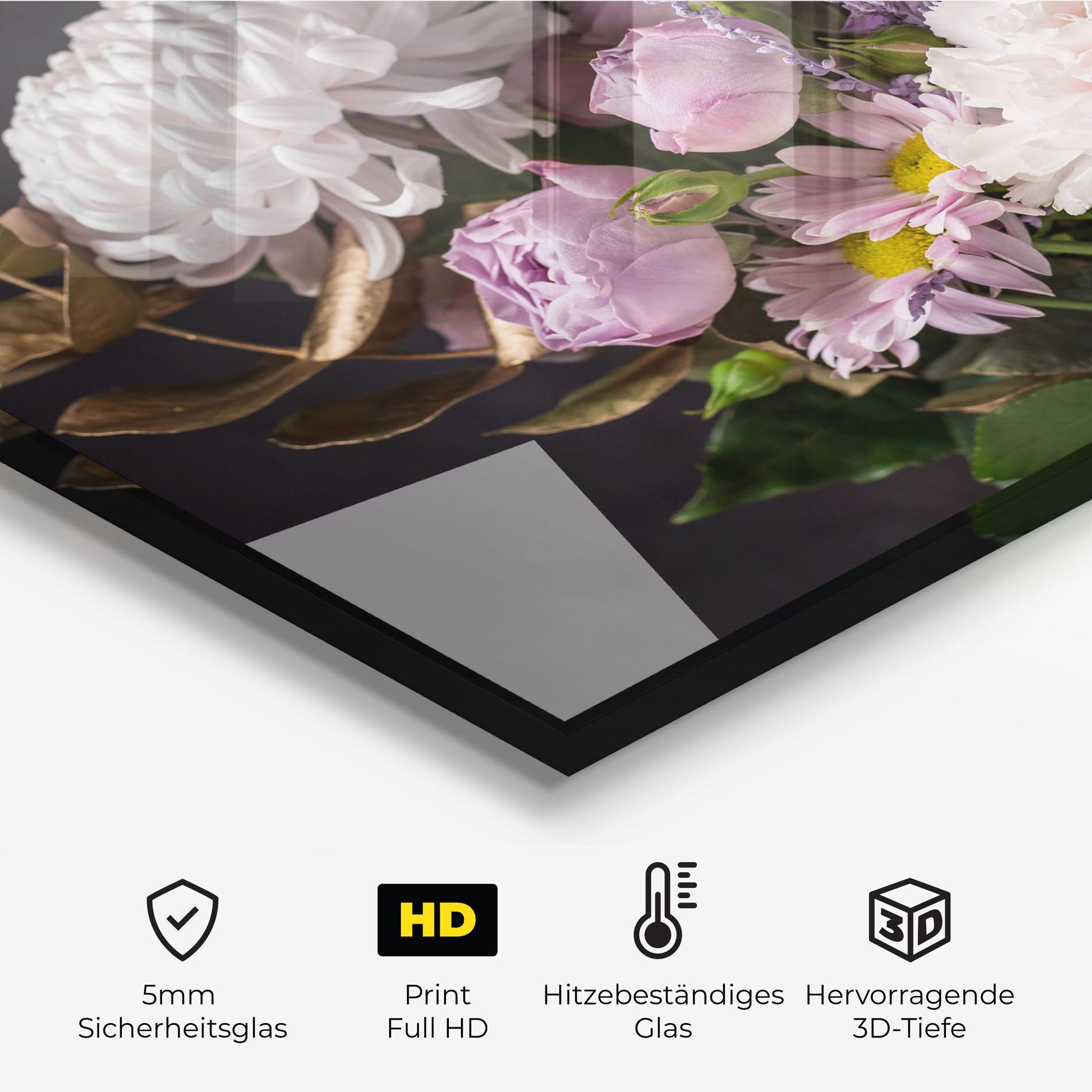 Küchenrückwand Glas Pastel Purple Bouquet mockup 2