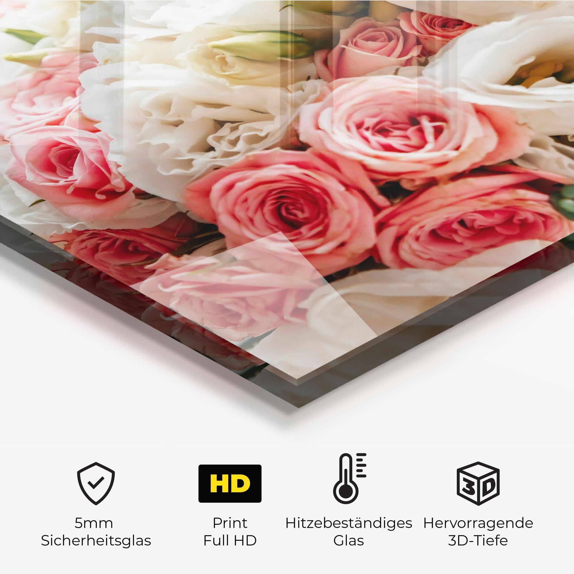 Küchenrückwand Glas Pink Beautiful Bouquet mockup 2