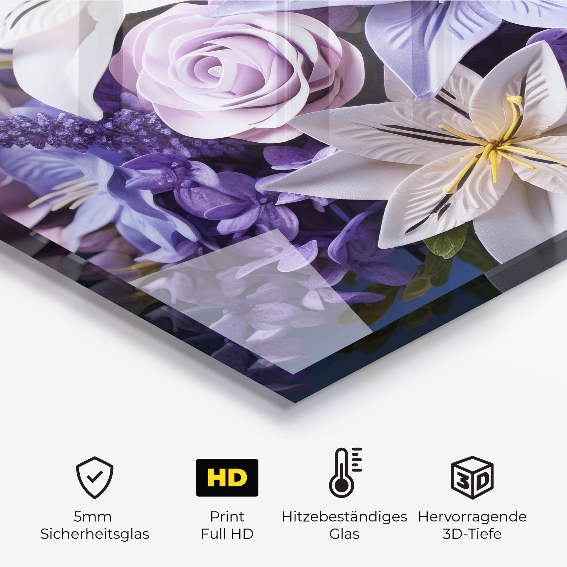 Küchenrückwand Glas Purple Cute Bouquet mockup 2