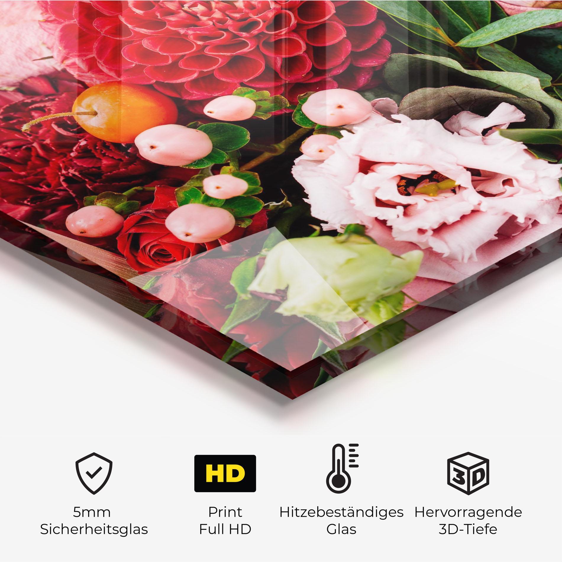 Küchenrückwand Glas Red Orange Bouquet mockup 2