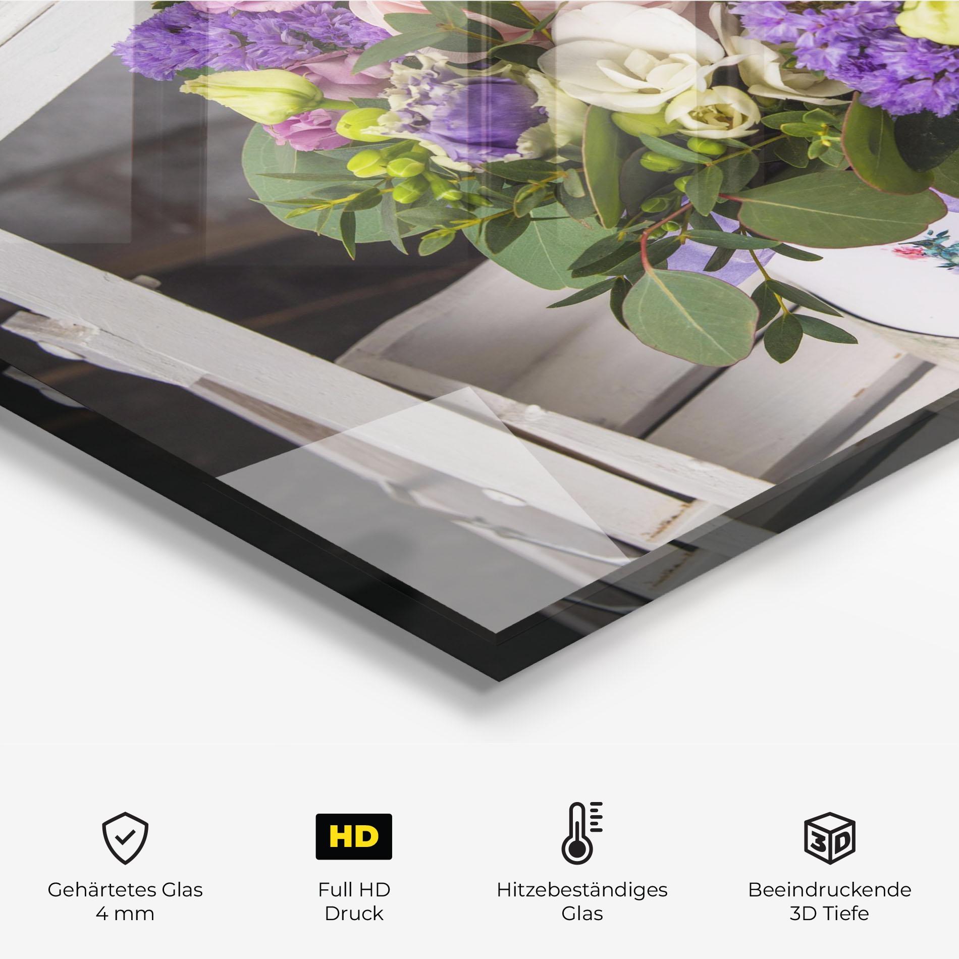 Küchenrückwand Glas Big Pink Rose Bouquet mockup 2