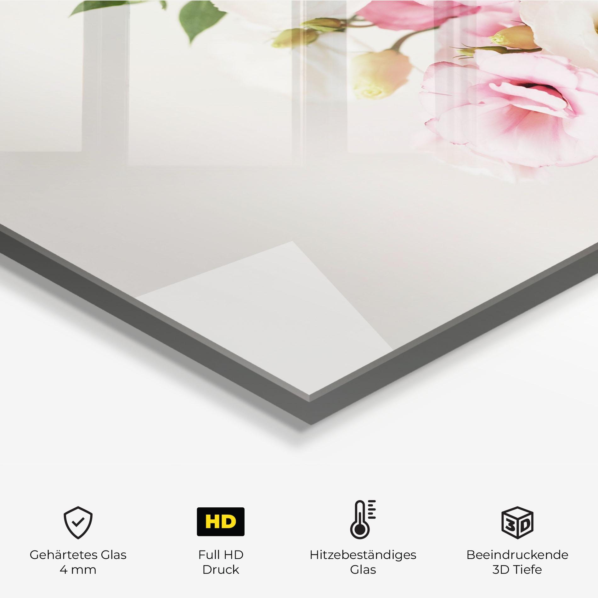 Küchenrückwand Glas Cute Pink Flowers mockup 2