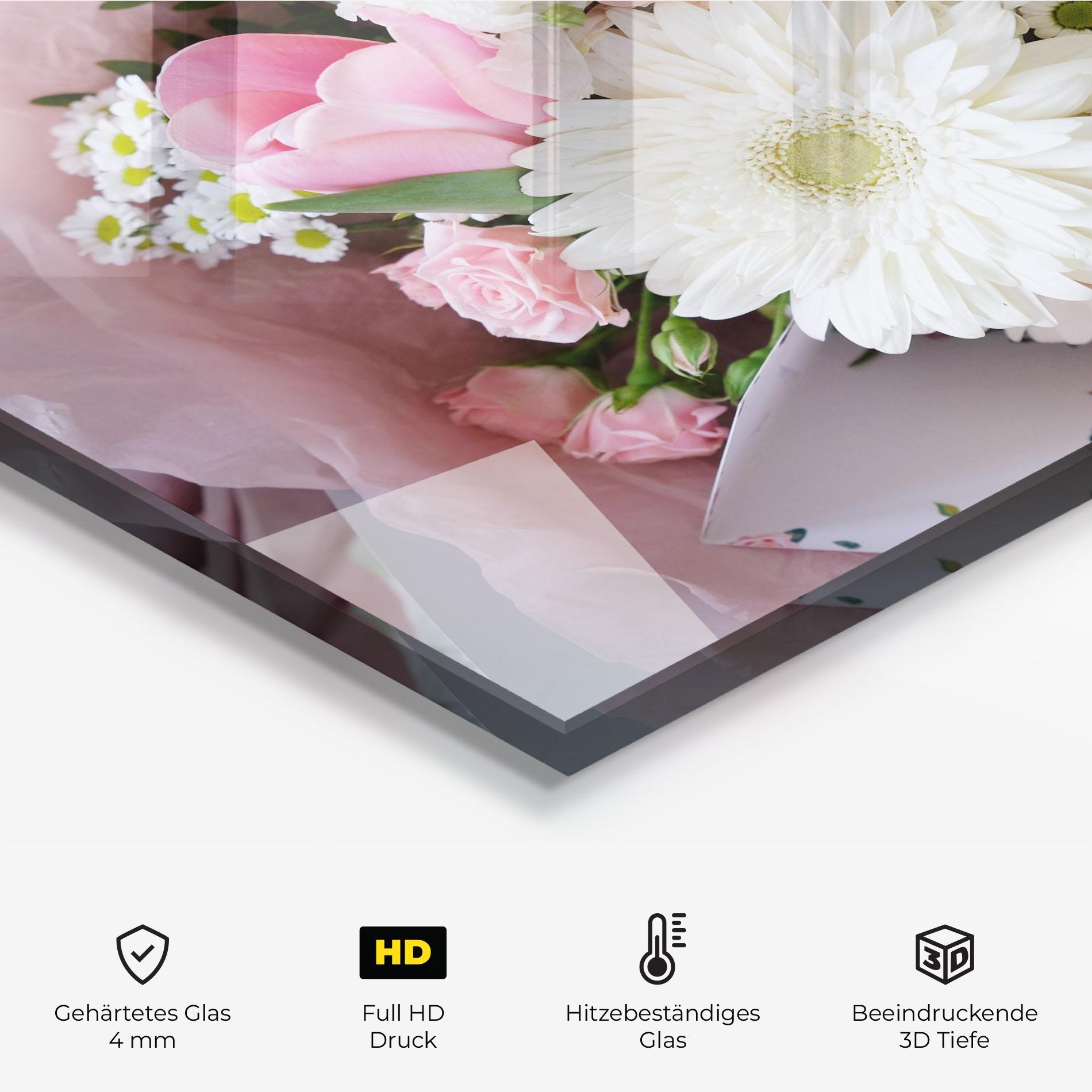 Küchenrückwand Glas Flower Mix Bouquet mockup 2