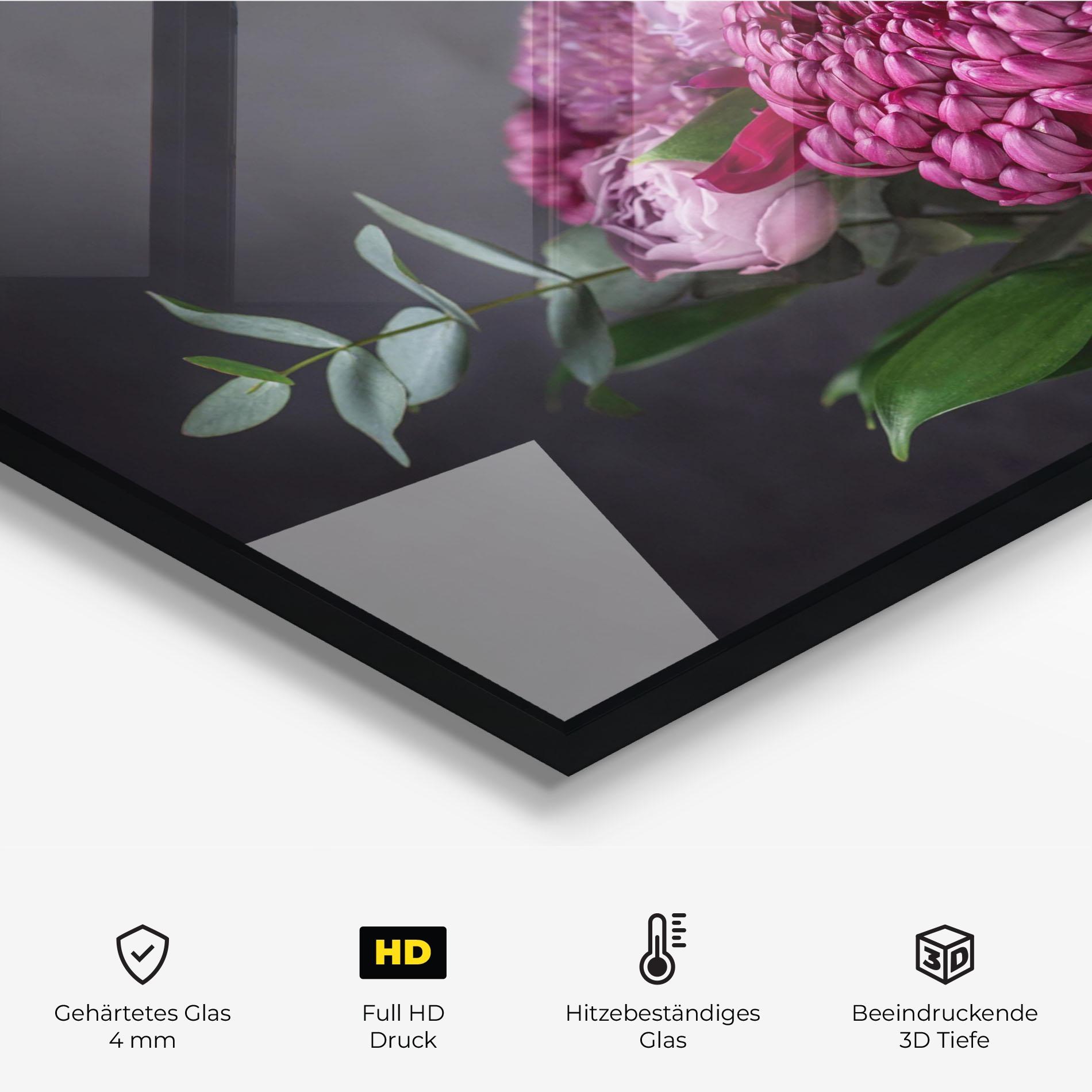 Küchenrückwand Glas Mix Purple Bouquet mockup 2
