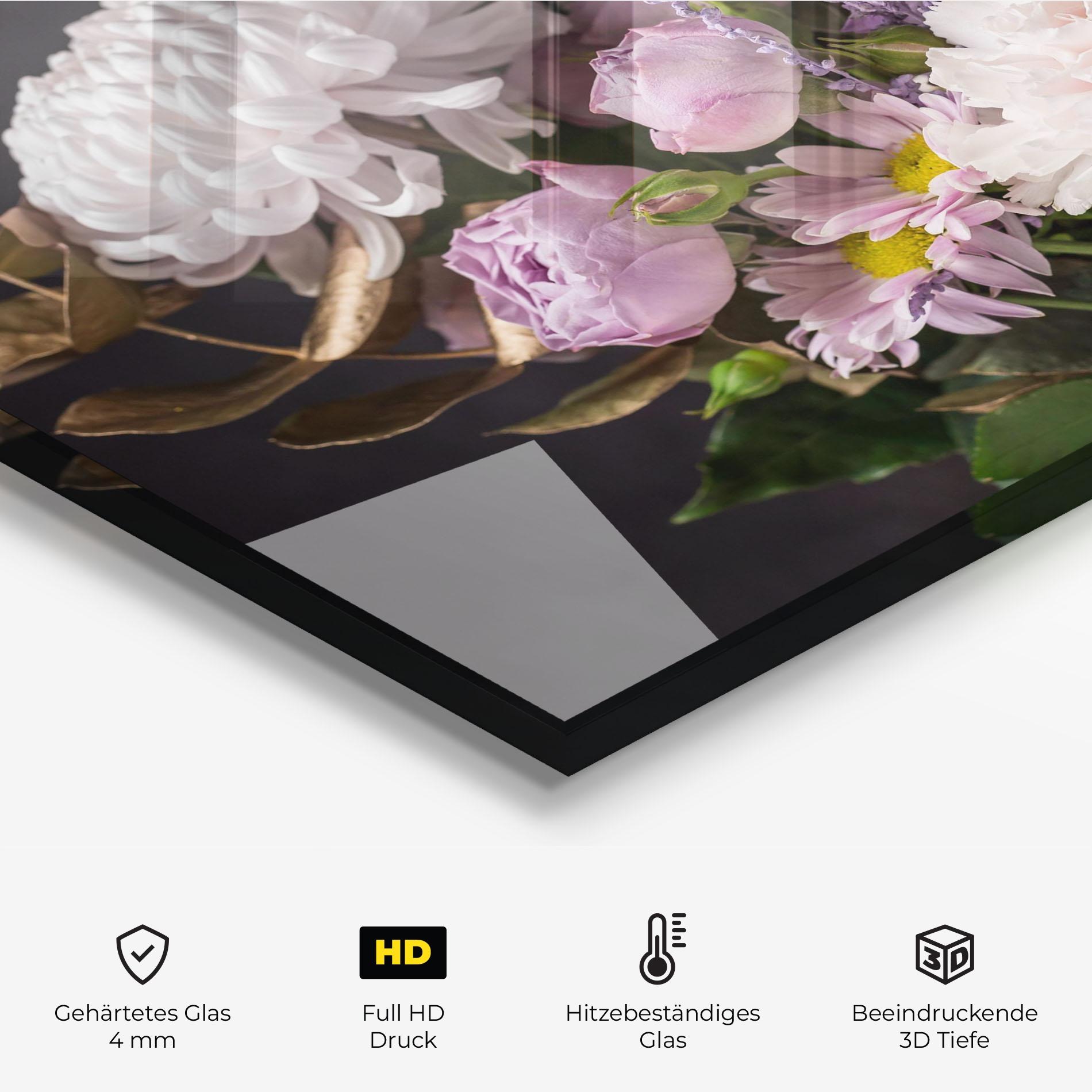 Küchenrückwand Glas Pastel Purple Bouquet mockup 2