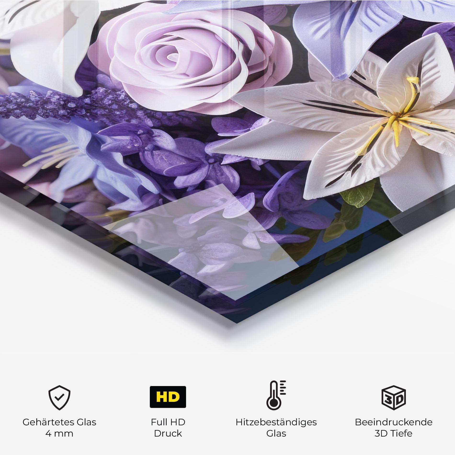 Küchenrückwand Glas Purple Cute Bouquet mockup 2