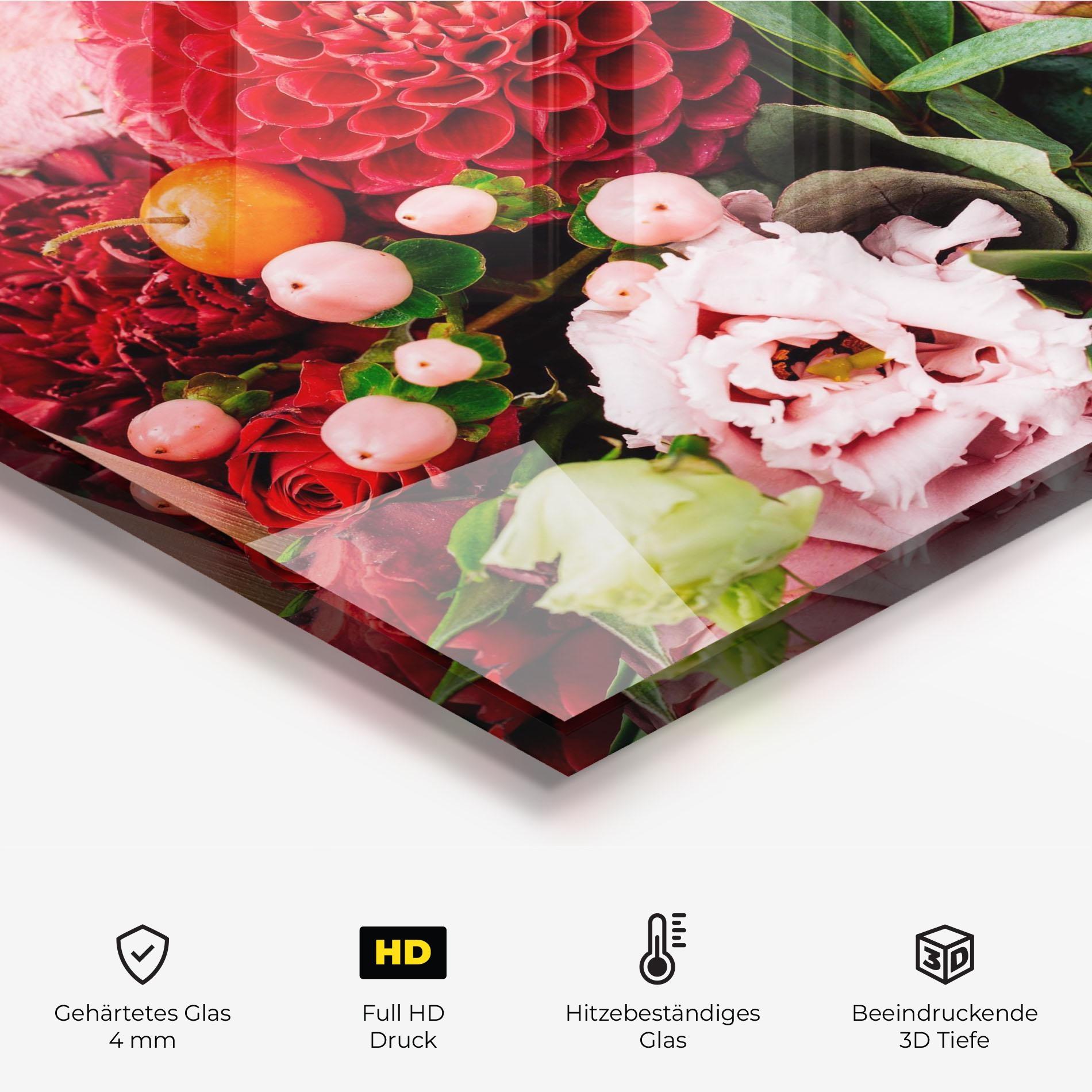 Küchenrückwand Glas Red Orange Bouquet mockup 2