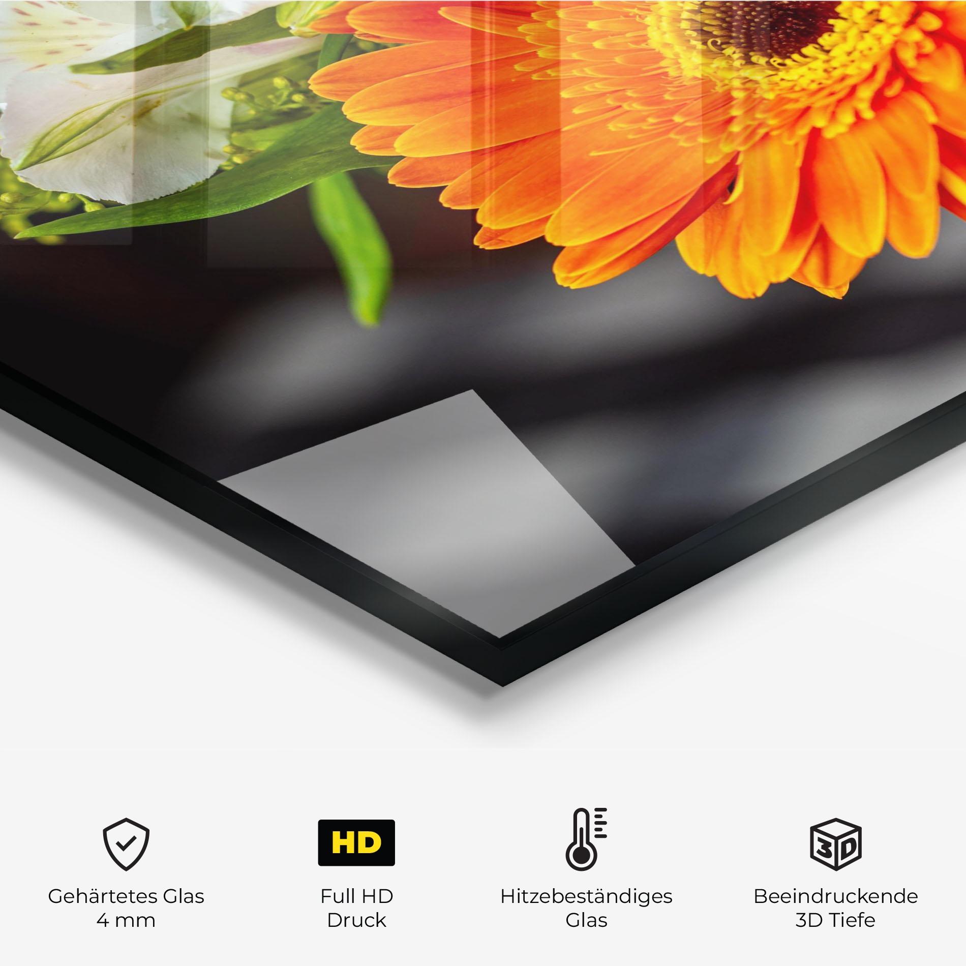 Küchenrückwand Glas Strong Orange Bouquet mockup 2