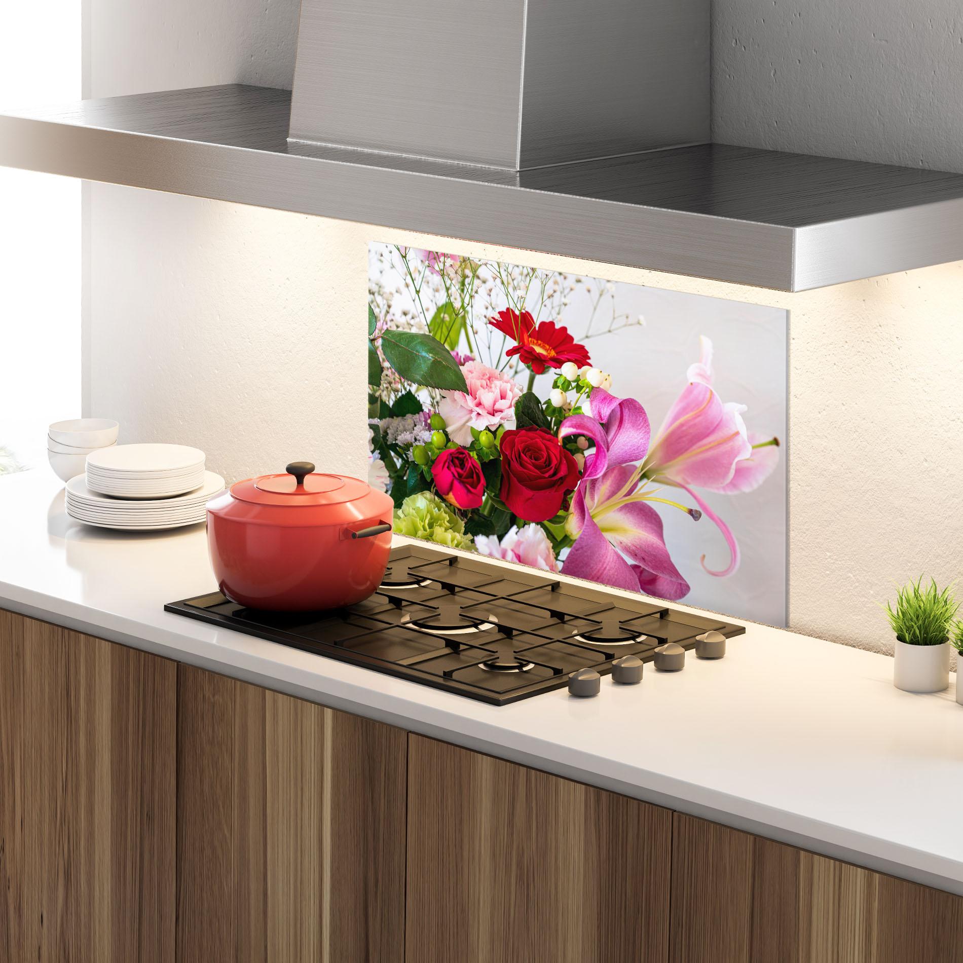 Küchenrückwand Glas Bouquet mockup 4
