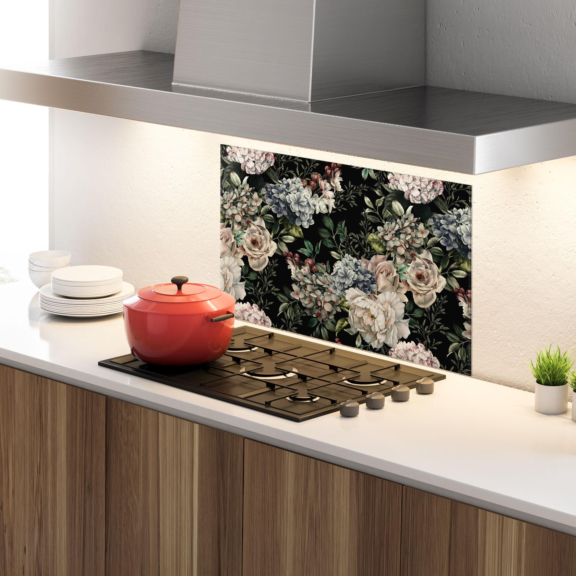 Küchenrückwand Glas Flowers Bouquet mockup 4