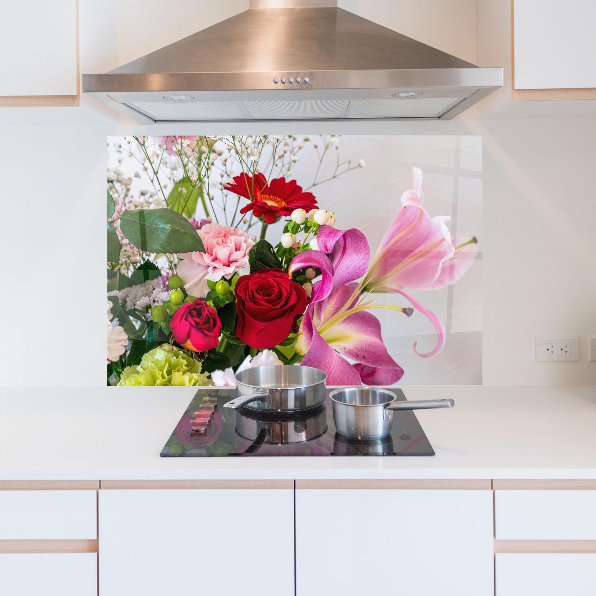 Küchenrückwand Glas Bouquet mockup 5