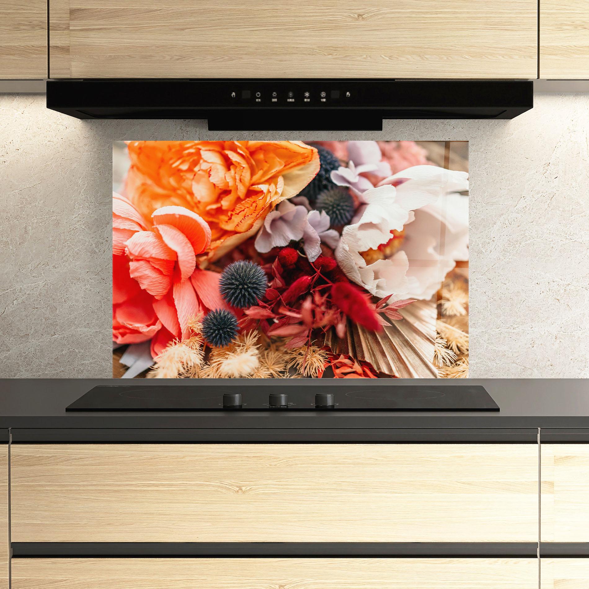 Küchenrückwand Glas Autumn Bouquet mockup 3