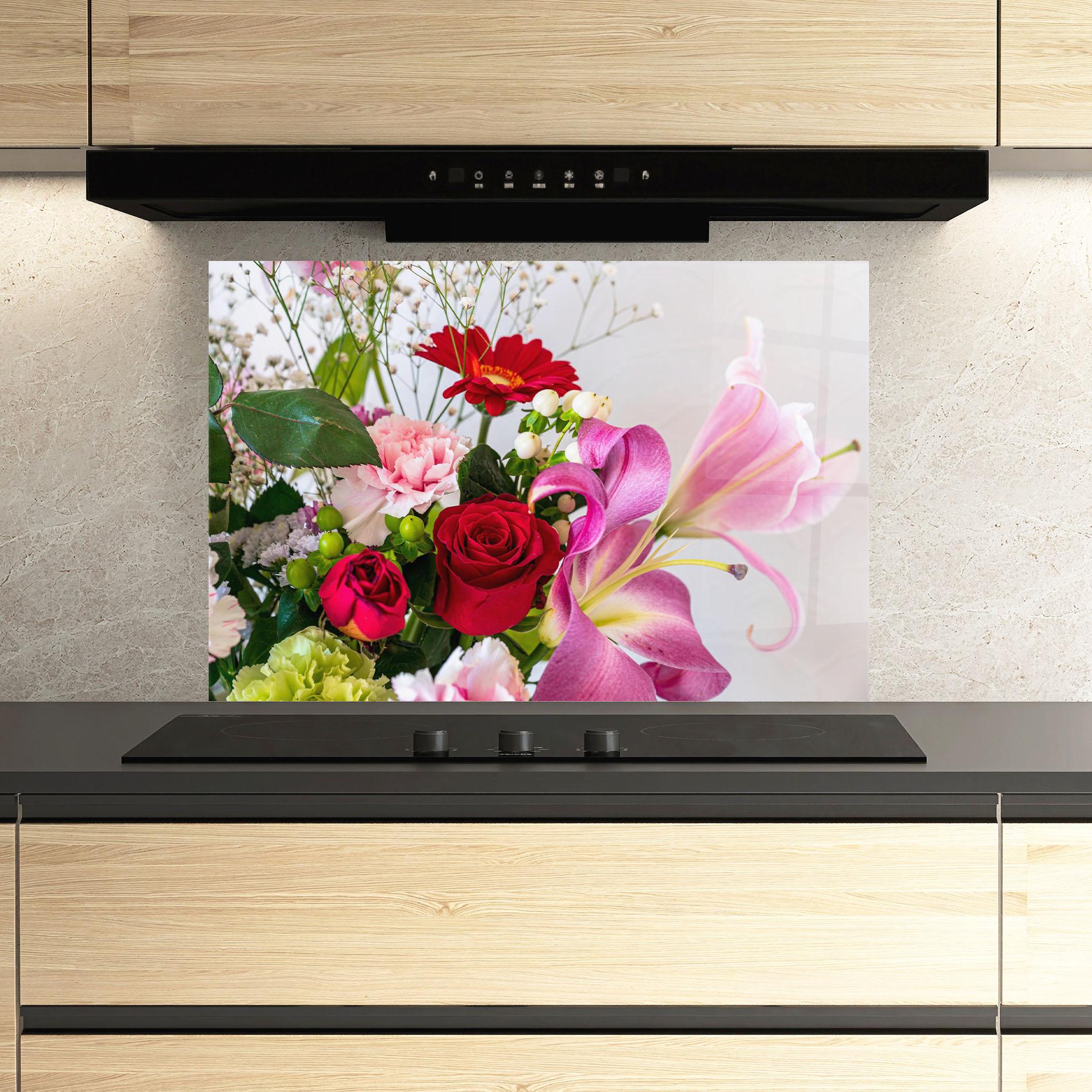 Küchenrückwand Glas Bouquet mockup 3