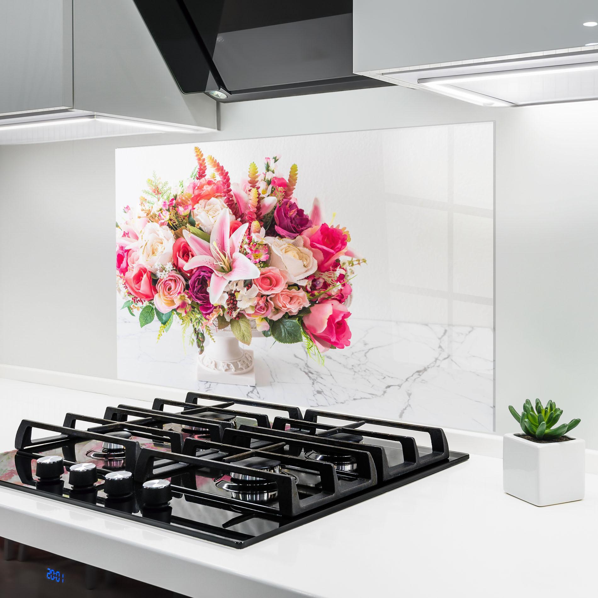 Küchenrückwand Glas Bouquet Flowers Vase mockup 6