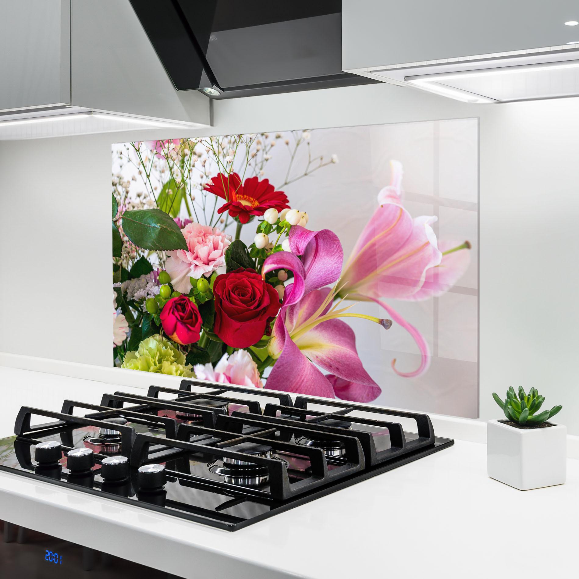 Küchenrückwand Glas Bouquet mockup 6