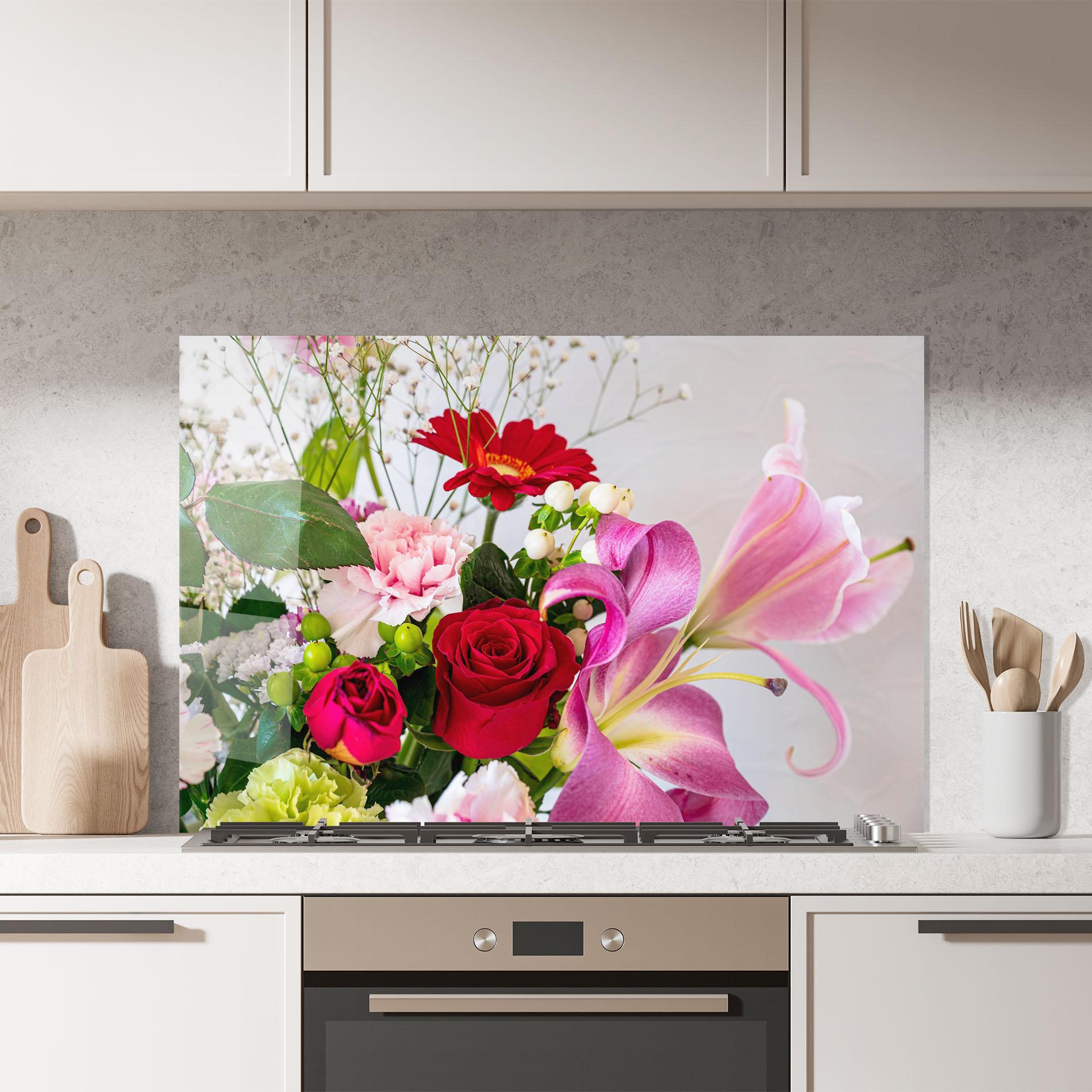 Küchenrückwand Glas Bouquet mockup 7