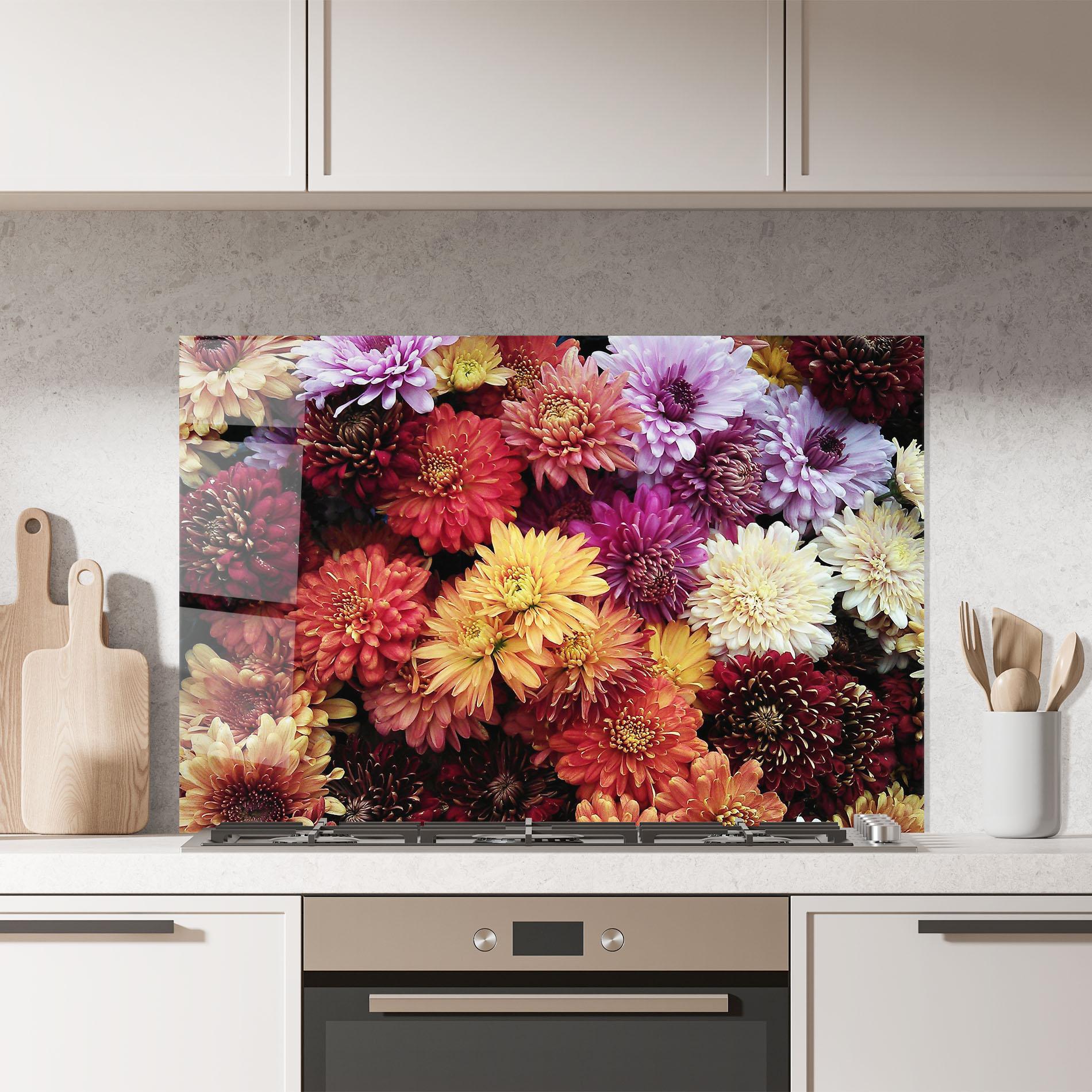 Küchenrückwand Glas Flower Wall mockup 7